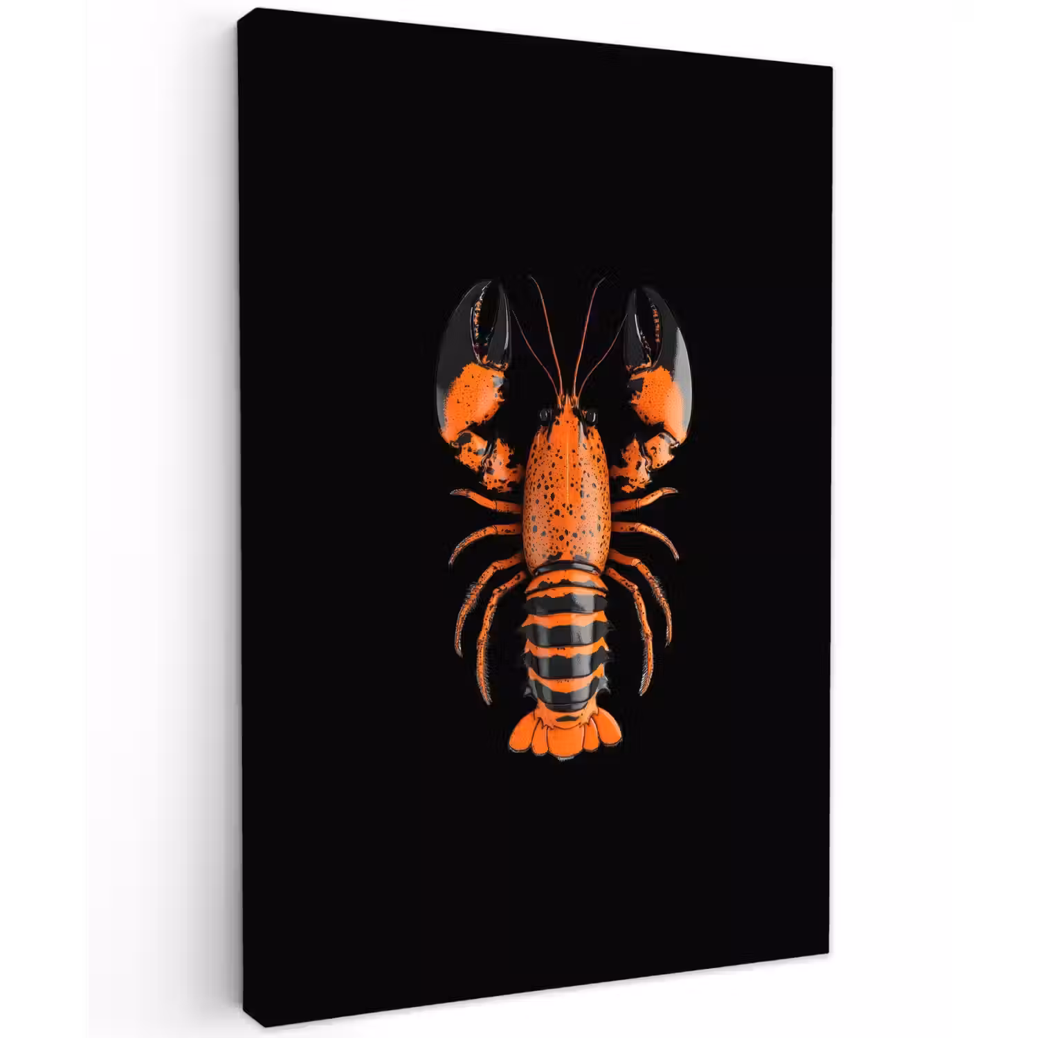Kreeft - Oranje - Zwart - Modern Tuinposter op houten frame 2 cm dik klein -3d