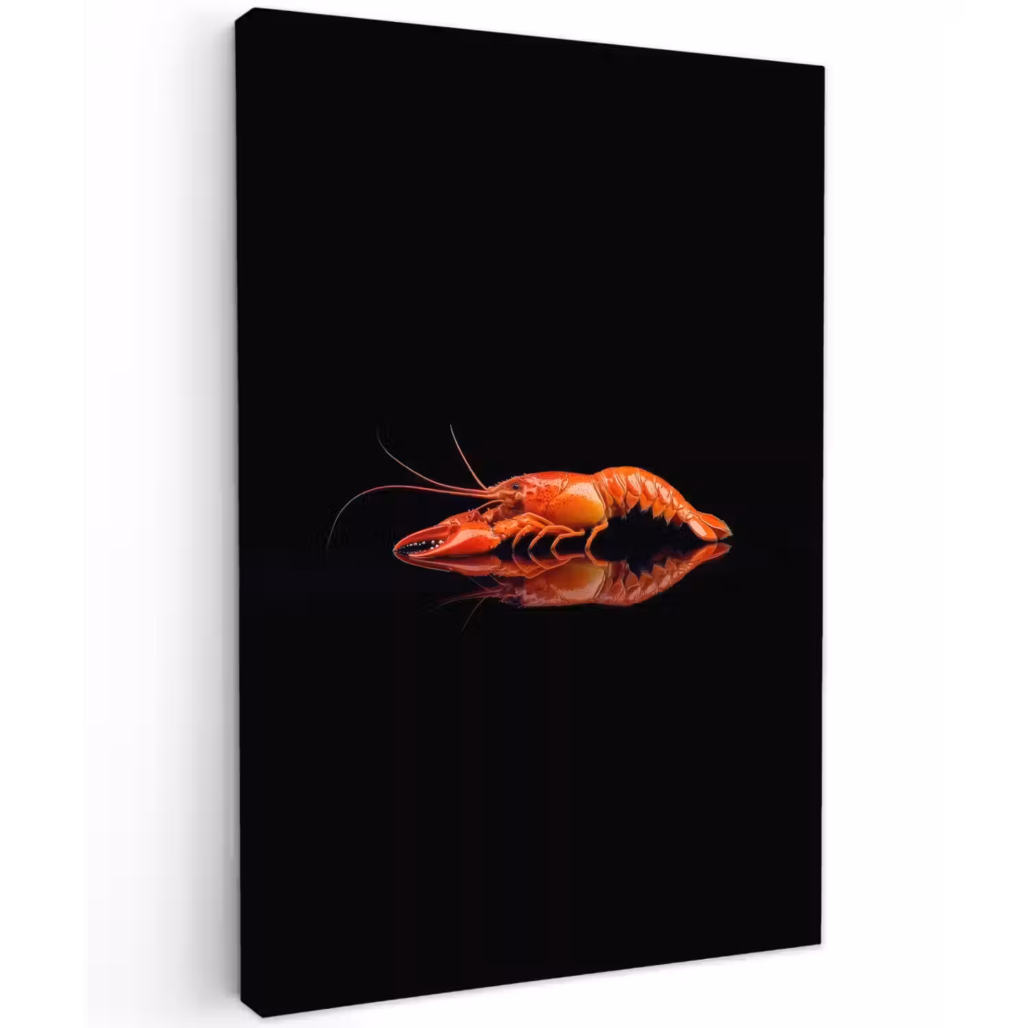 Kreeft - Oranje - Zwart - Opvallend Tuinposter op houten frame 2 cm dik klein -3d