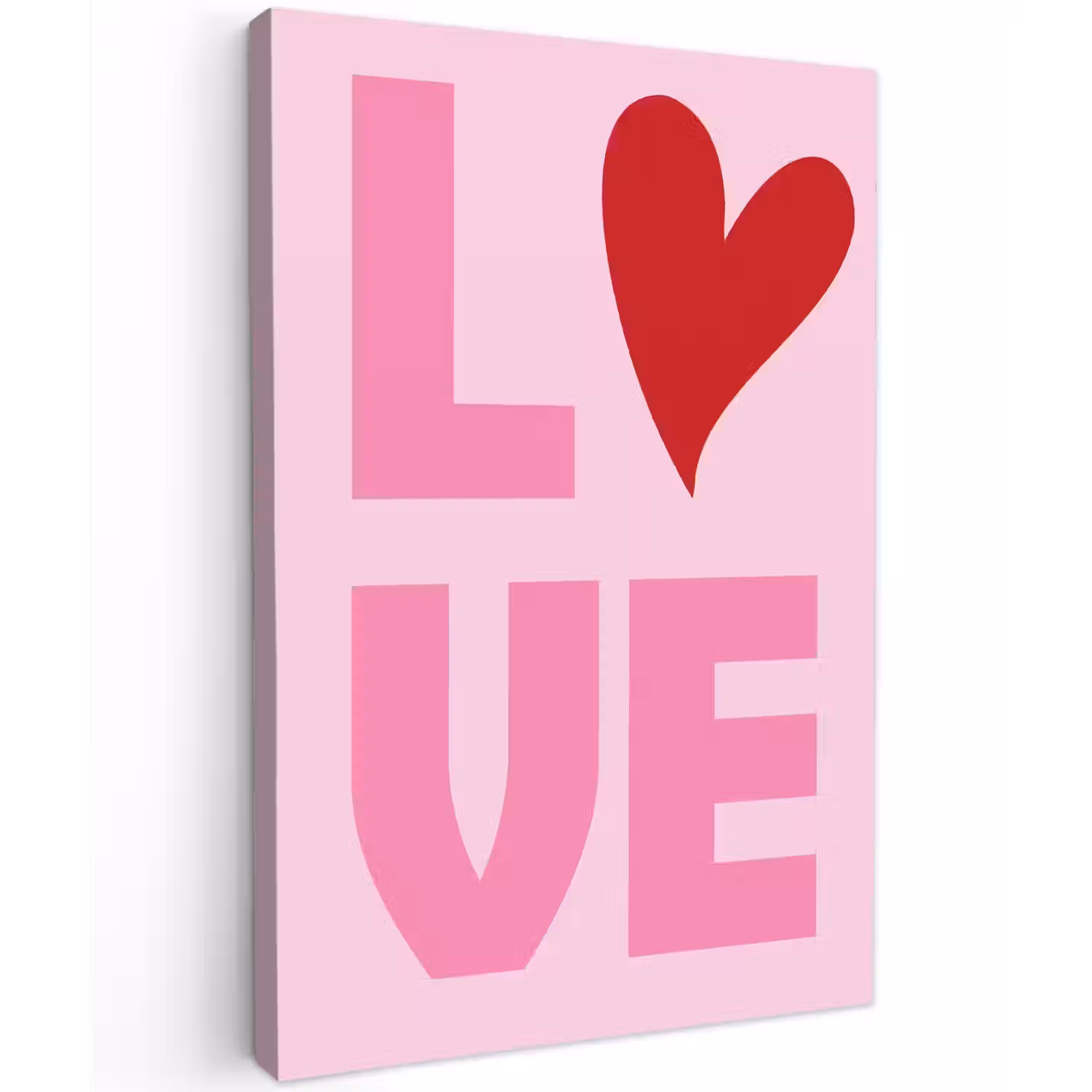 Love - Roze - Hart - Valentijn Tuinposter op houten frame 2 cm dik klein -3d