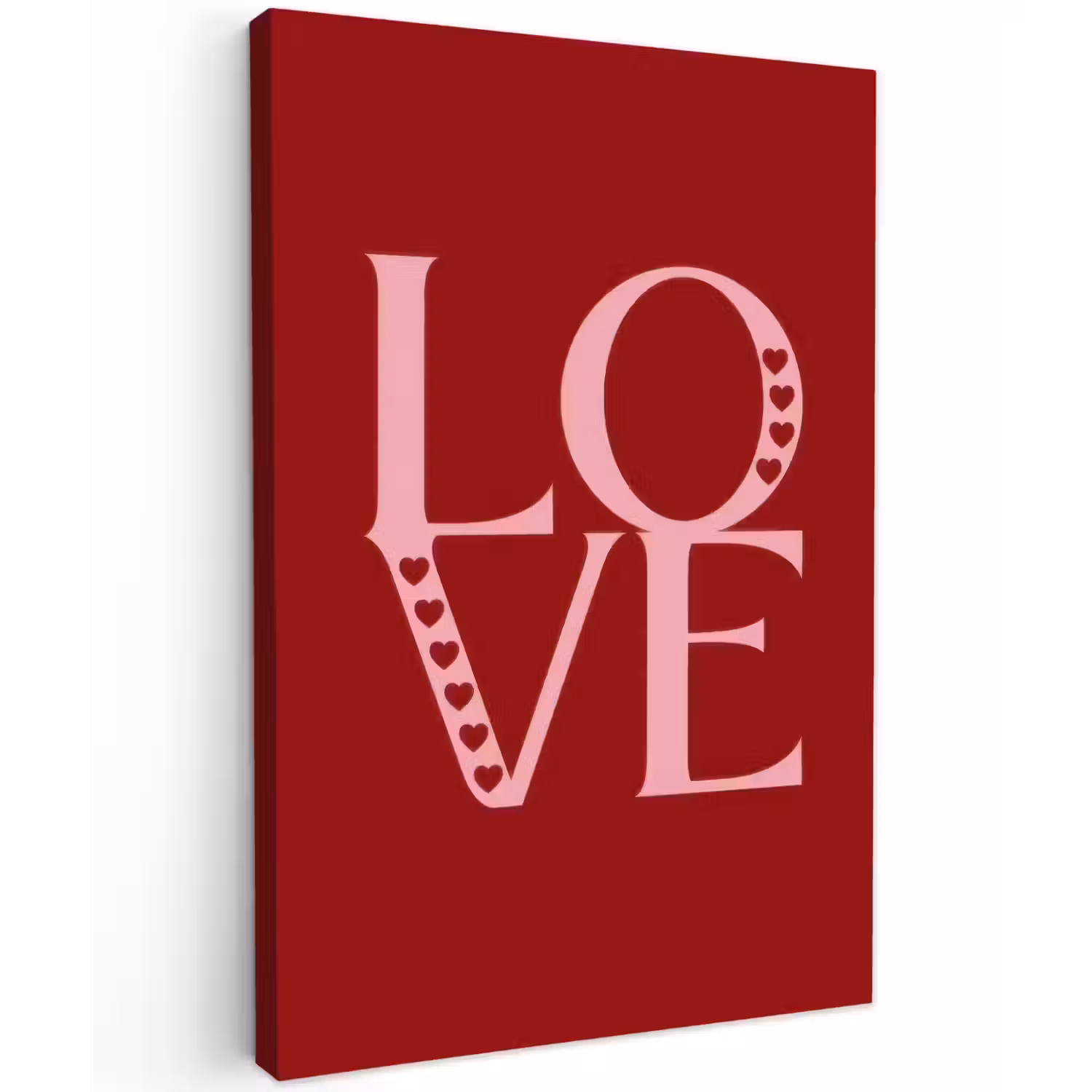 Love - Rood - Hatjes Tuinposter op houten frame 2 cm dik klein -3d