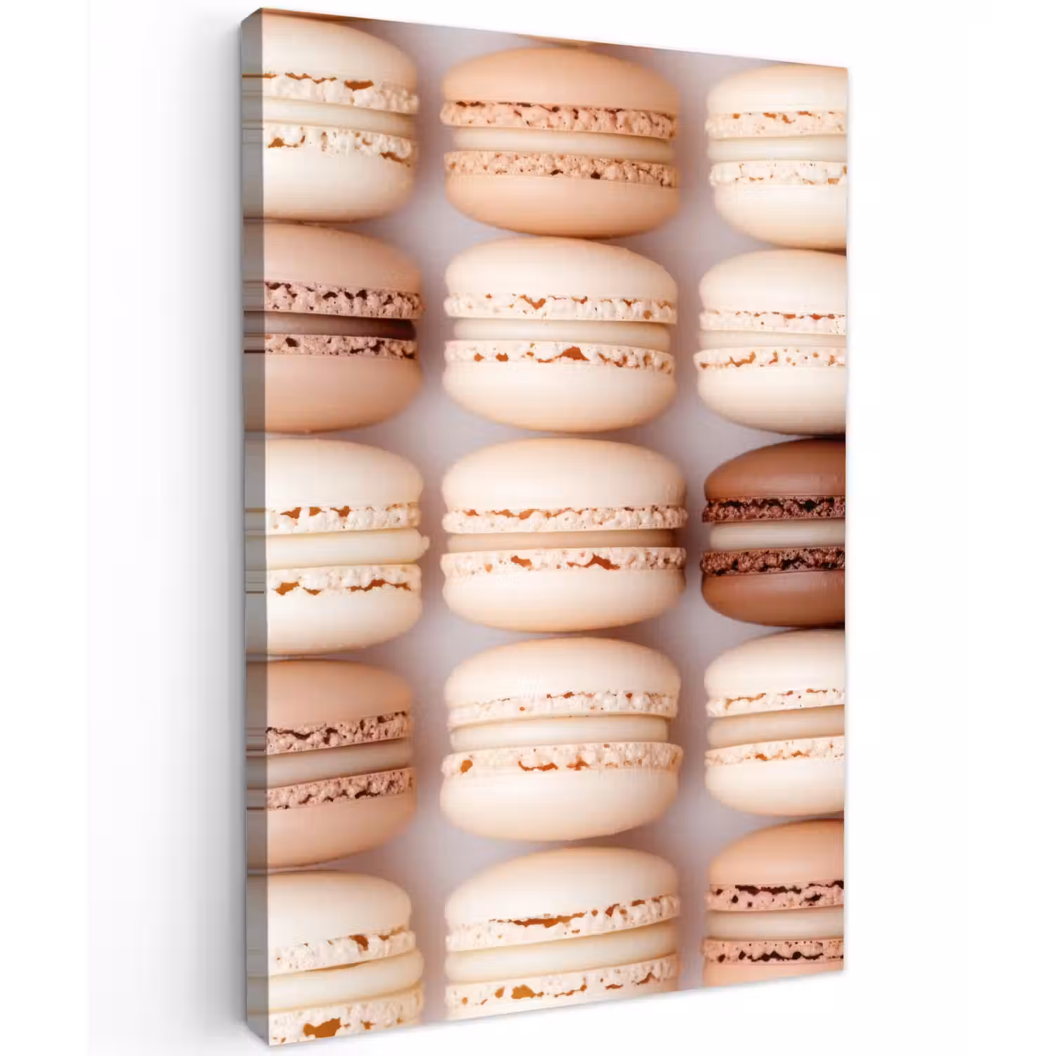 Macarons - Beige - Bruin Tuinposter op houten frame 2 cm dik klein -3d