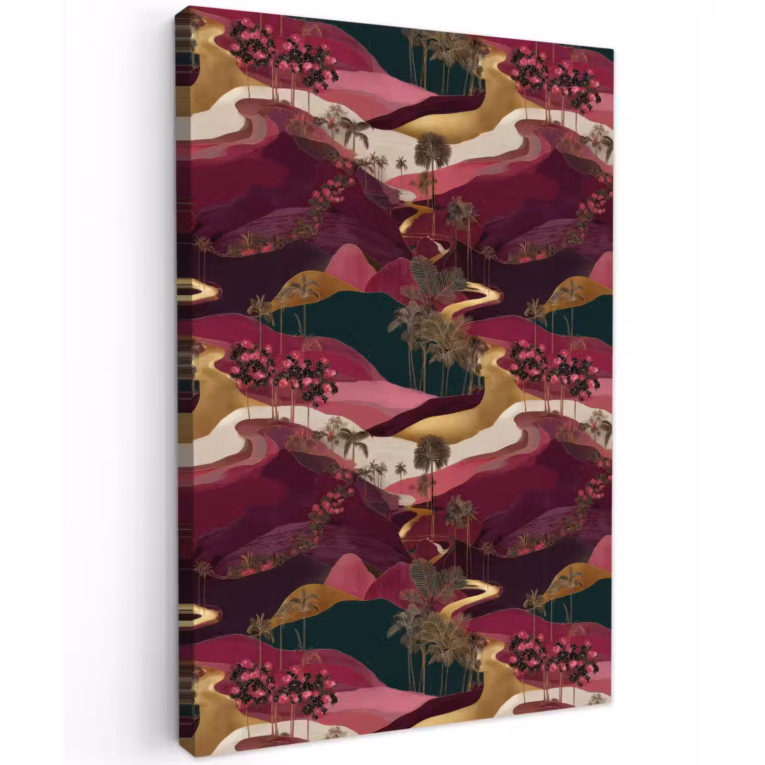 Magisch - Palmbomen - Goud Tuinposter op houten frame 2 cm dik klein 841 -3d