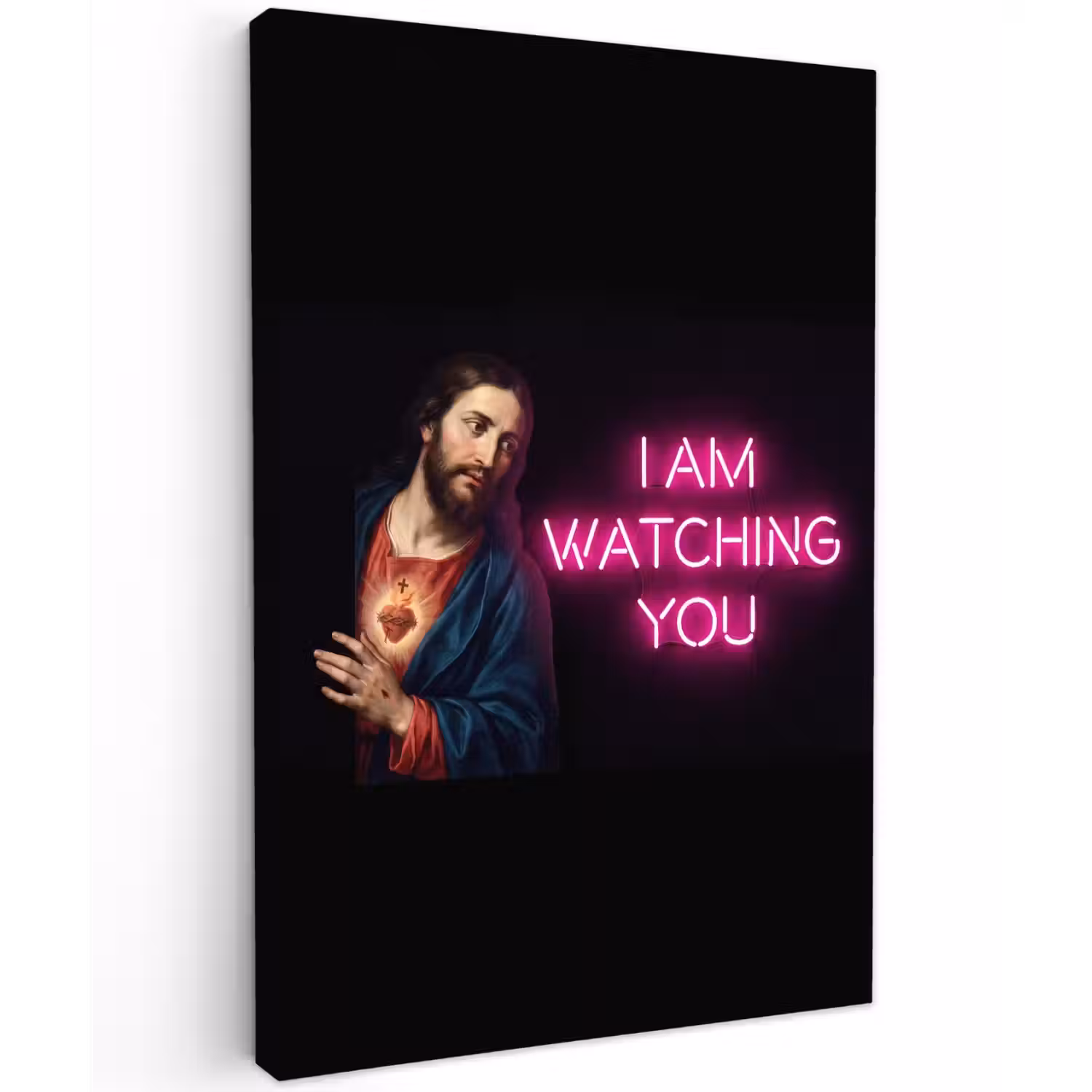 Man - Tekst - Neon Tuinposter op houten frame 2 cm dik klein -3d