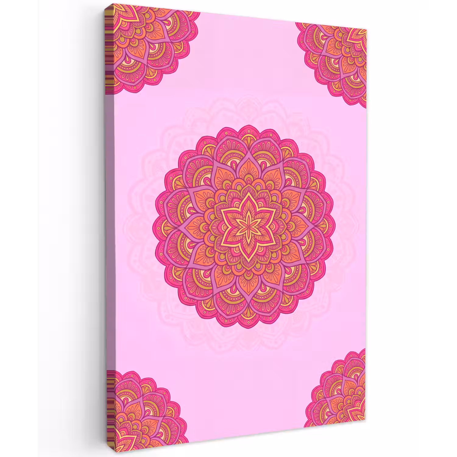 Mandala - Cirkel - Spiritueel - Oosters - Roze Tuinposter op houten frame 2 cm dik klein -3d