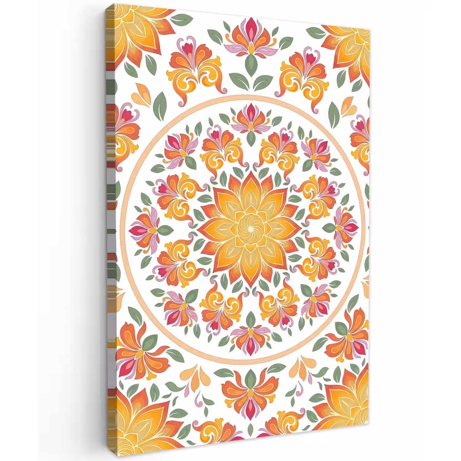 Mandala - Bloemen - Decoratie - Kleurrijk - Abstract Tuinposter op houten frame 2 cm dik klein -3d