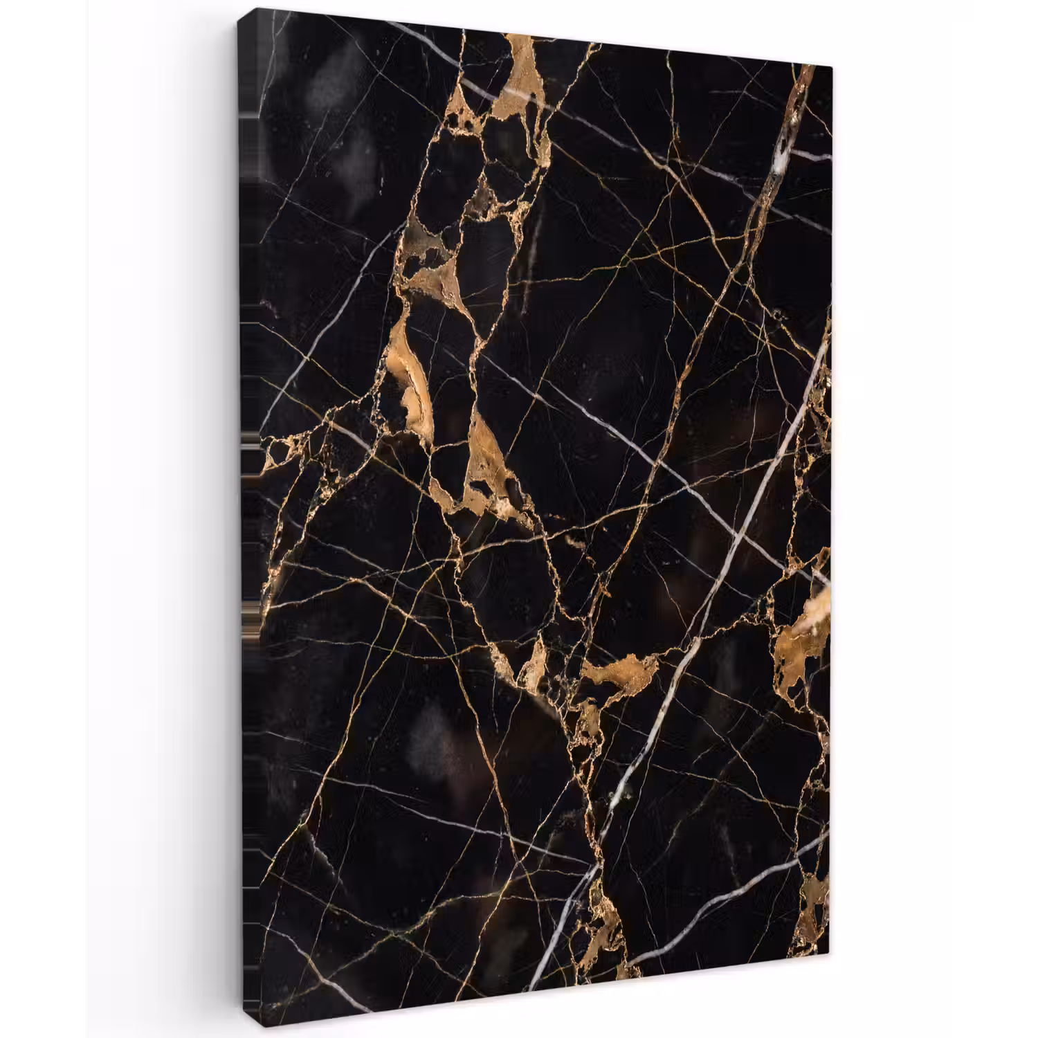 Marmer - Goud - Abstract - Zwart Tuinposter op houten frame 2 cm dik klein -3d