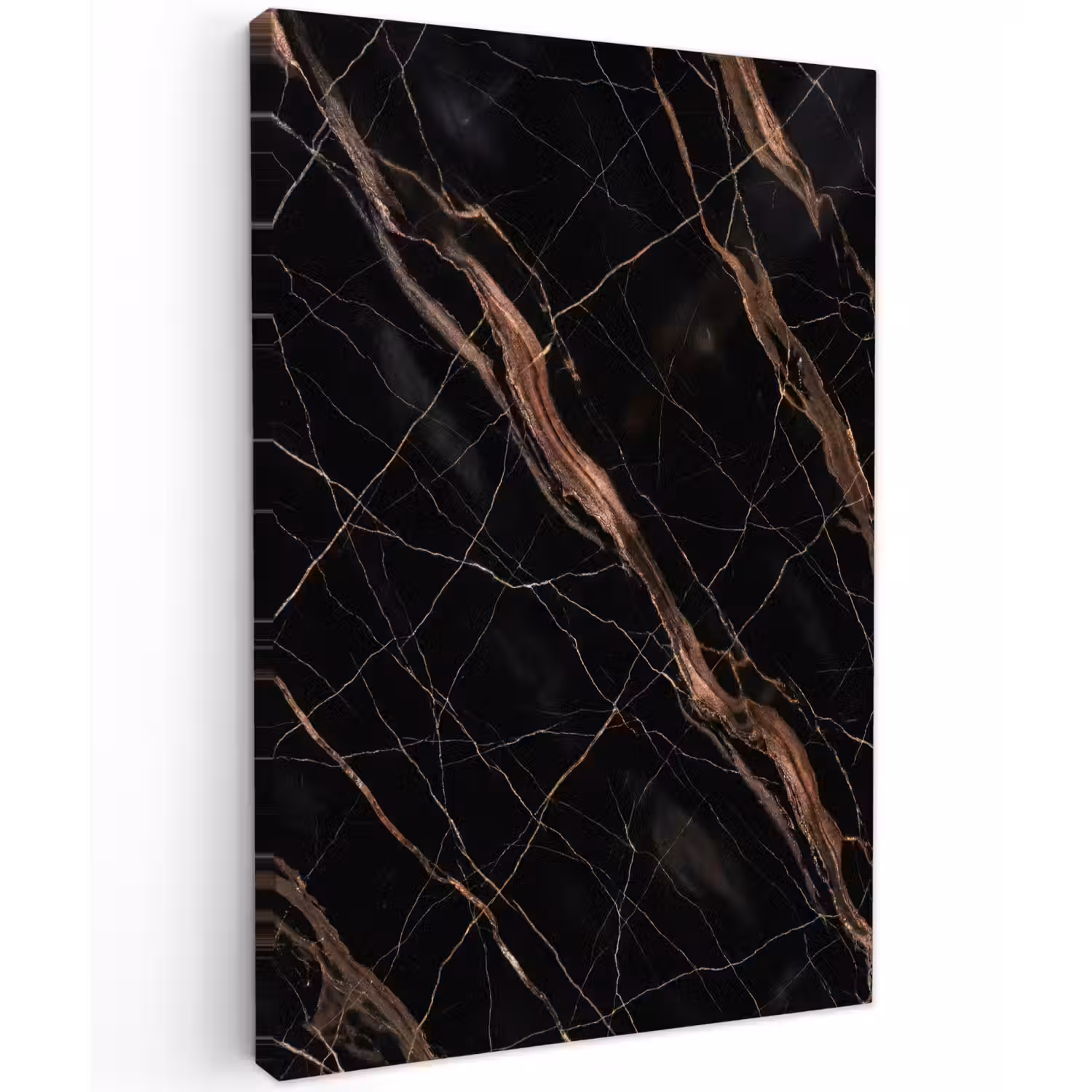 Marmer - Goud - Patroon - Luxe - Zwart Tuinposter op houten frame 2 cm dik klein -3d