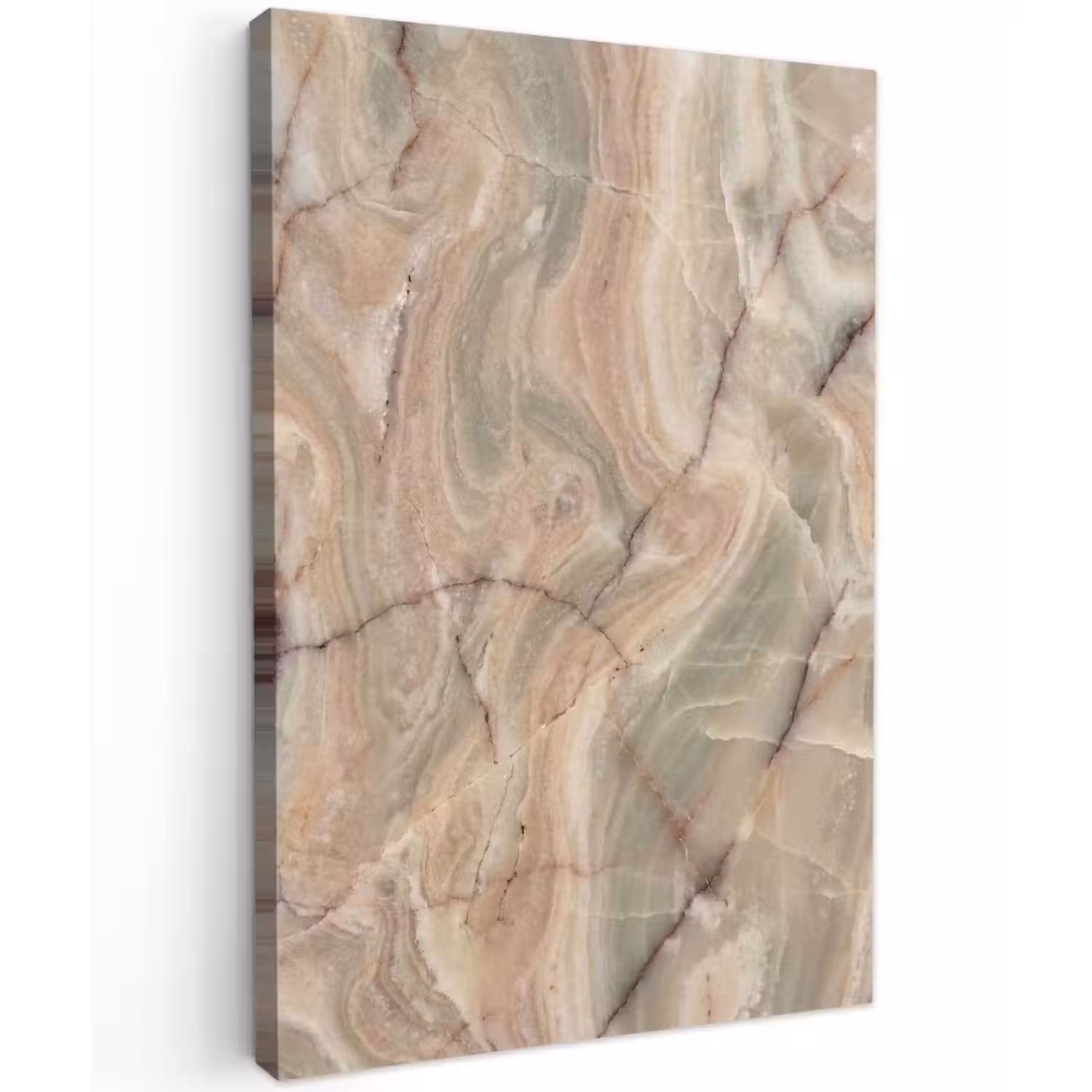Marmer - Patroon - Abstract - Beige - Groen Tuinposter op houten frame 2 cm dik klein -3d