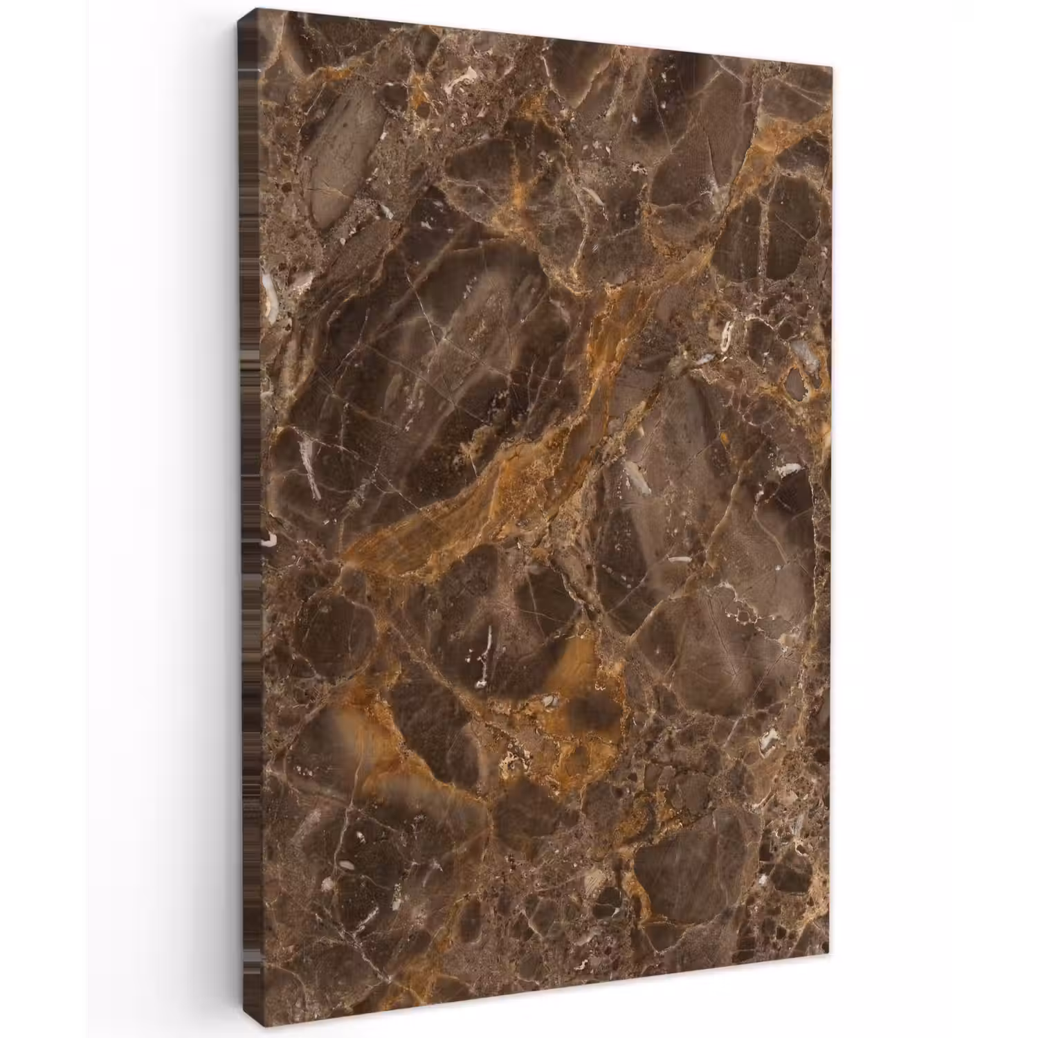 Marmer - Patroon - Natuur - Bruin - Goud Tuinposter op houten frame 2 cm dik klein -3d