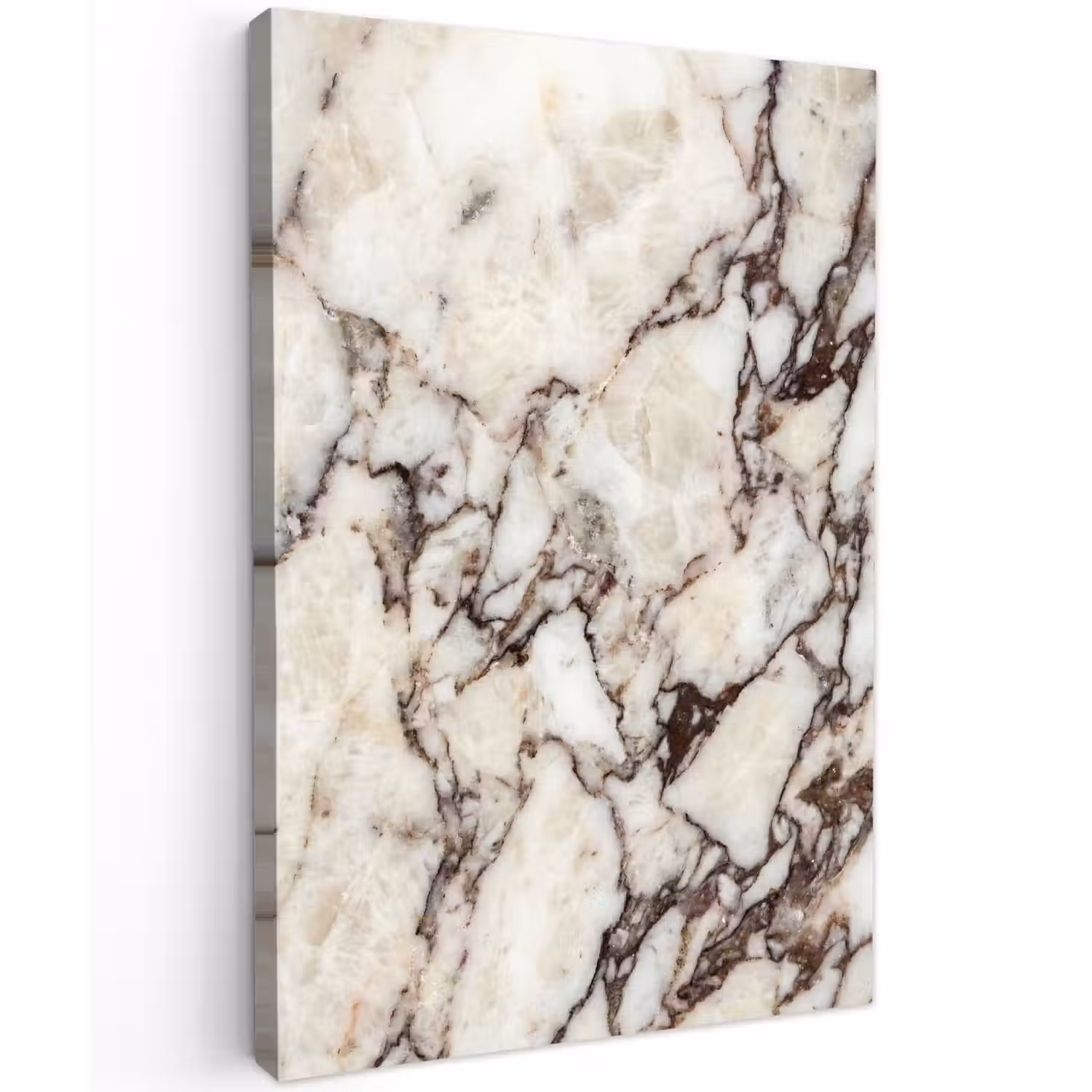 Marmer - Textuur - Abstract - Wit - Bruin Tuinposter op houten frame 2 cm dik klein -3d