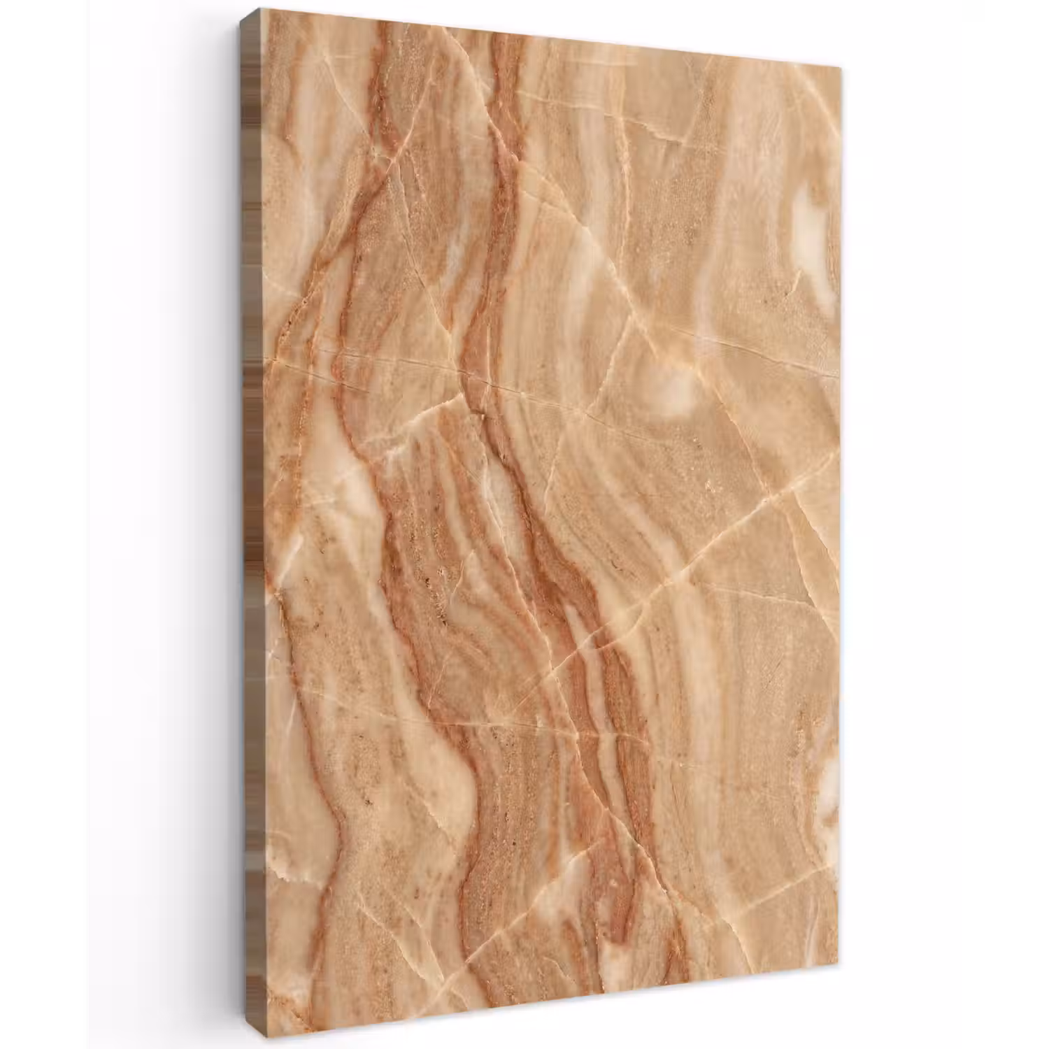 Marmer - Ader - Natuur - Abstract - Beige Tuinposter op houten frame 2 cm dik klein -3d
