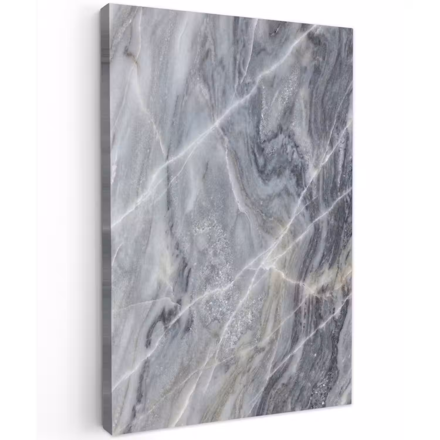 Marmer - Ader - Patroon - Abstract - Grijs Tuinposter op houten frame 2 cm dik klein -3d