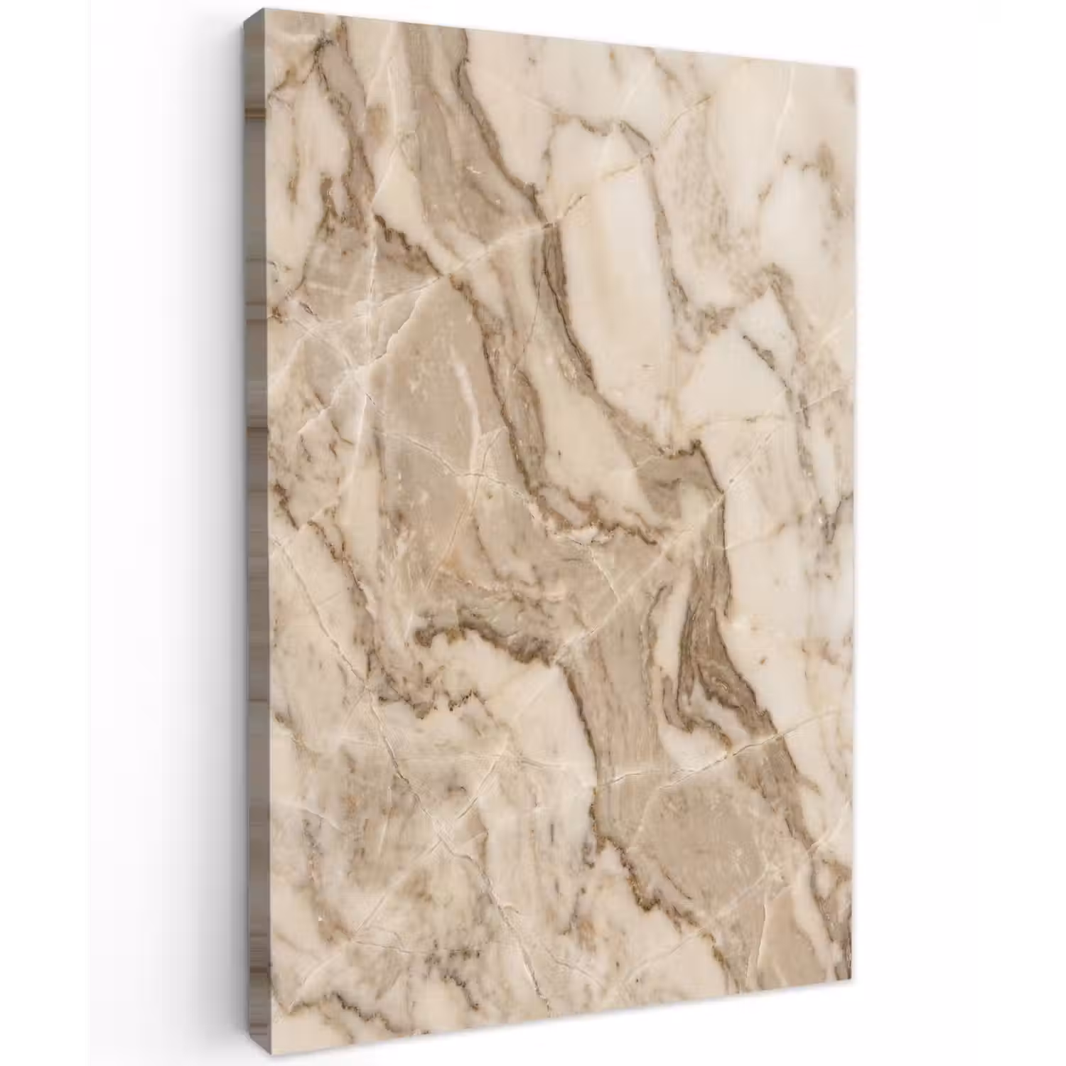 Marmer - Aderen - Textuur - Beige - Modern Tuinposter op houten frame 2 cm dik klein -3d