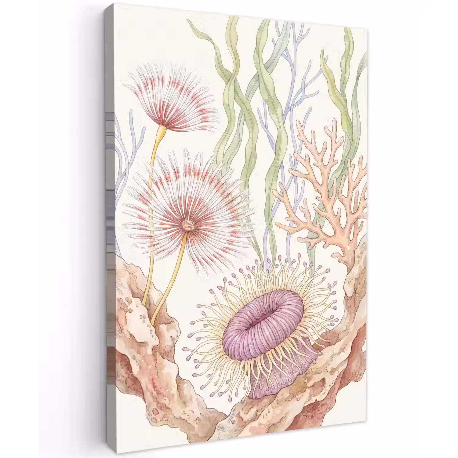 Zeeleven - Koraal - Onderwater - Illustratie - Kleurrijk Tuinposter op houten frame 2 cm dik klein -3d