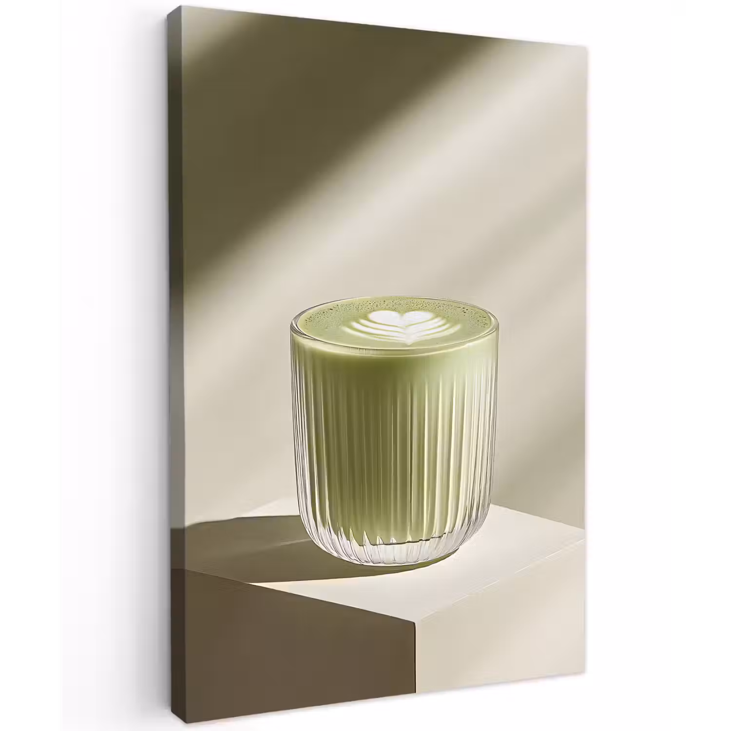 Matcha - Glas - Groen - Minimalistisch Tuinposter op houten frame 2 cm dik klein -3d