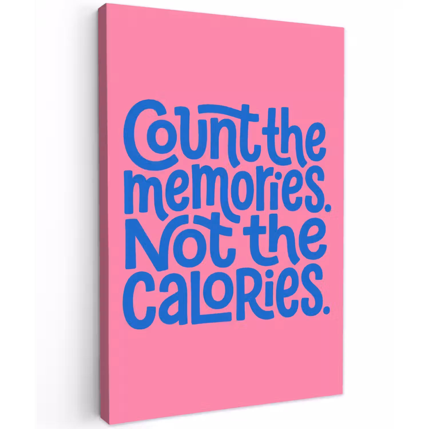 Memories - Roze - Blauw - Quote Tuinposter op houten frame 2 cm dik klein -3d