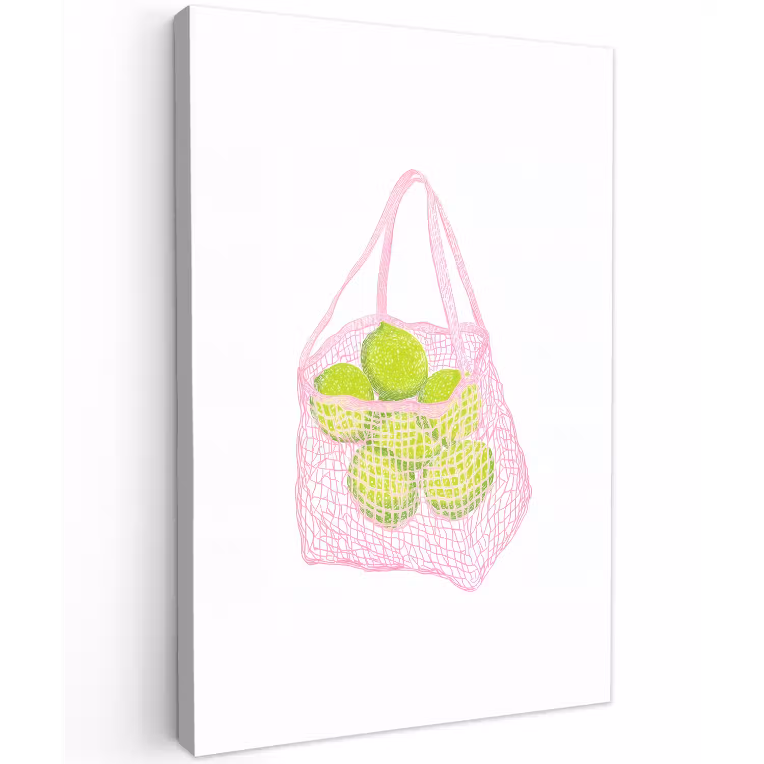 Netzakje - Roze - Illustratie - Limoenen Tuinposter op houten frame 2 cm dik klein -3d