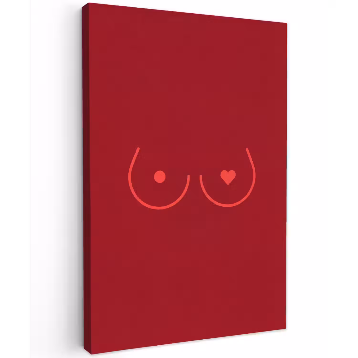 Minimalistisch - Lijnillustratie - Rood Tuinposter op houten frame 2 cm dik klein -3d