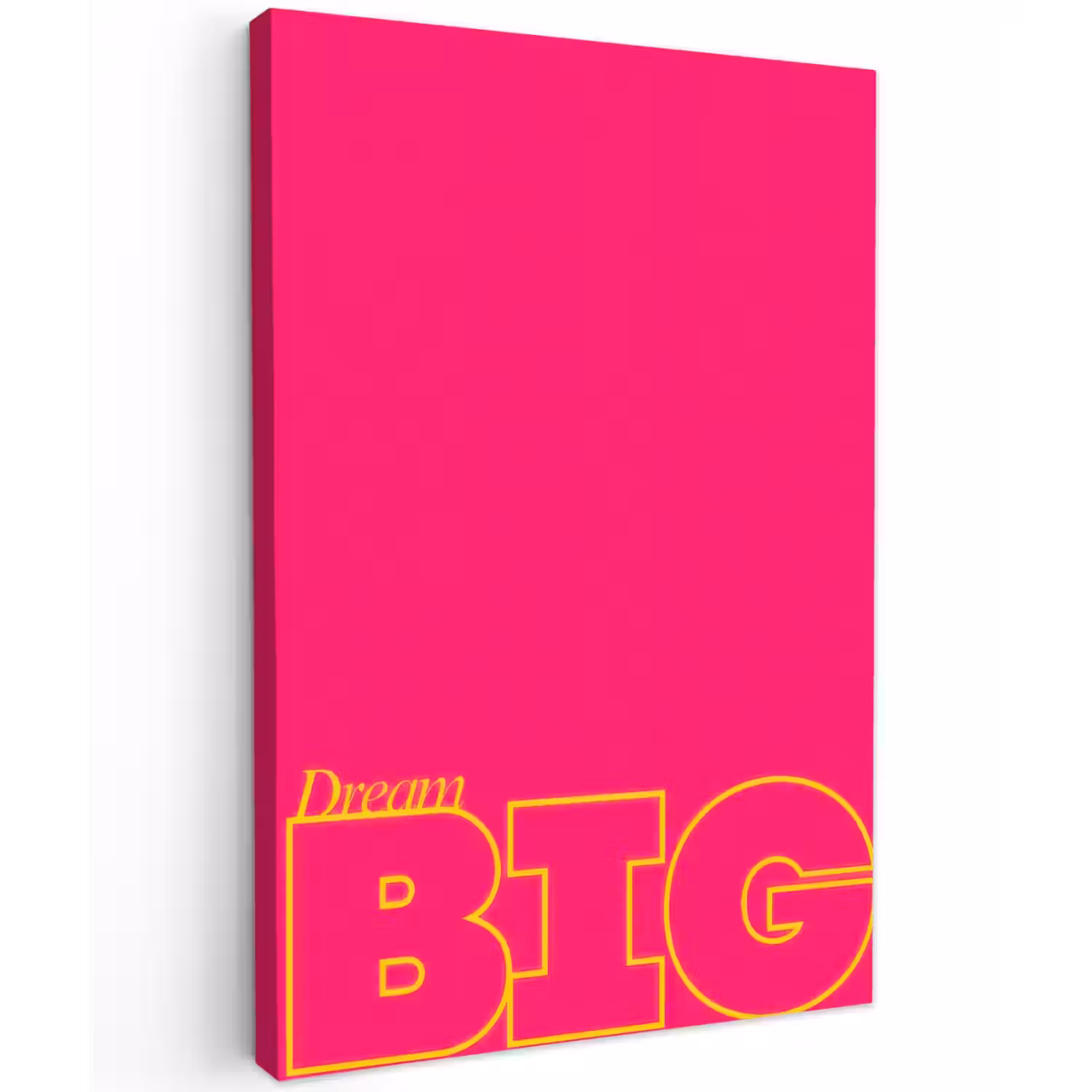 Minimalistisch - Roze - Dream big - Grafisch Tuinposter op houten frame 2 cm dik klein -3d