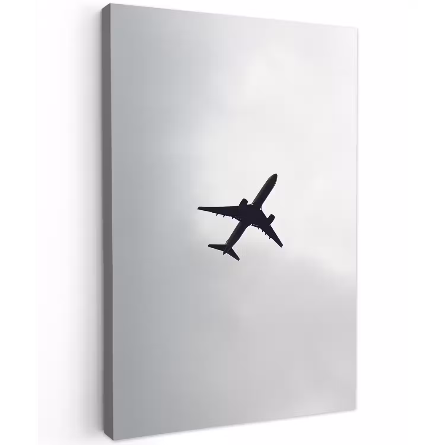 Minimalistisch - Silhouet - Zwart - Vliegtuig Tuinposter op houten frame 2 cm dik klein -3d