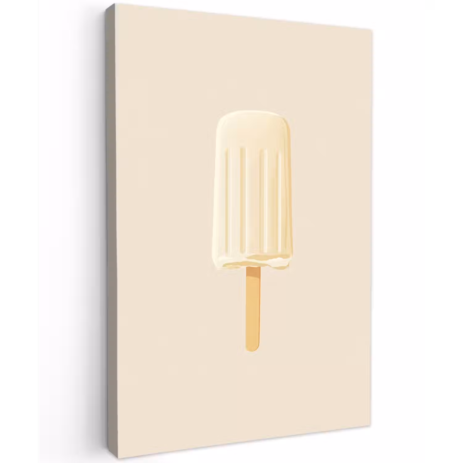Minimalistisch - Waterijsje - Stokje - Beige Tuinposter op houten frame 2 cm dik klein -3d