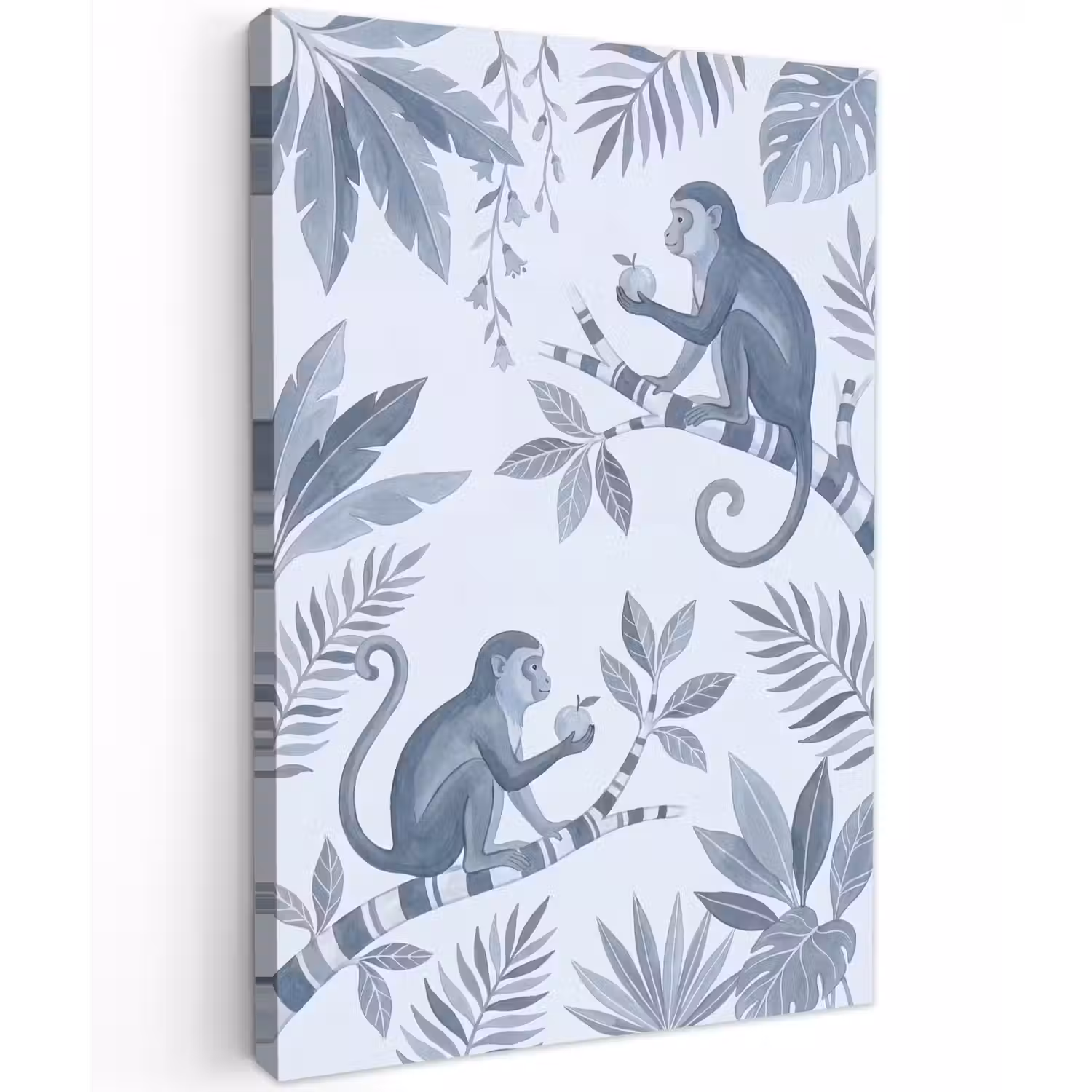 Aap - Boom - Bladeren - Jungle - Illustratie Tuinposter op houten frame 2 cm dik klein -3d