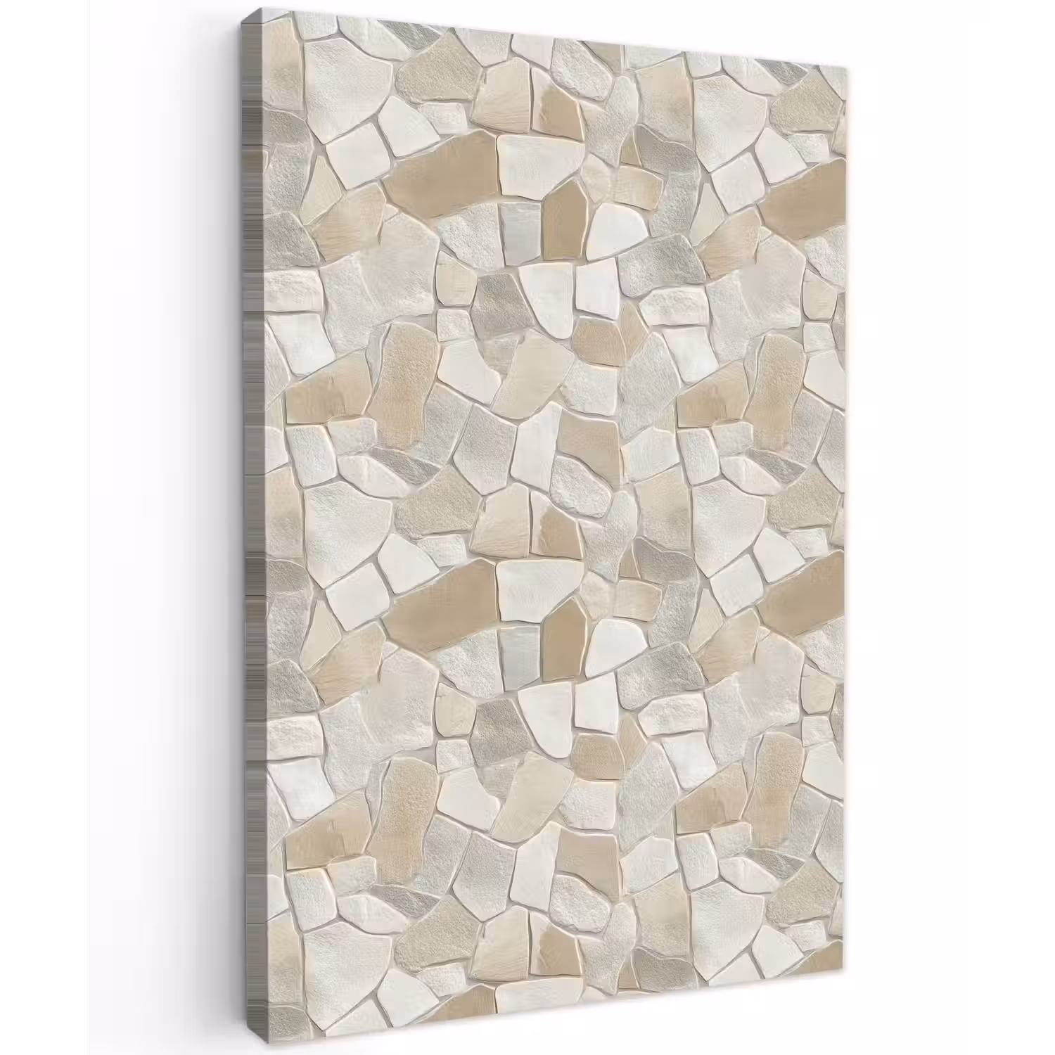 Mozaïek - Stenen - Beige Tuinposter op houten frame 2 cm dik klein 841 -3d