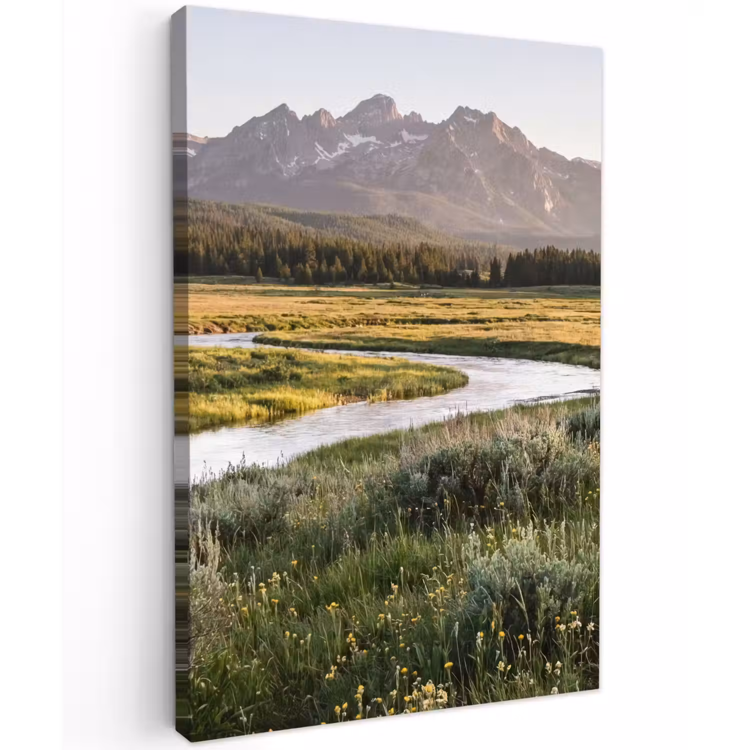 Berglandschap - Rivier - Bos Tuinposter op houten frame 2 cm dik klein -3d