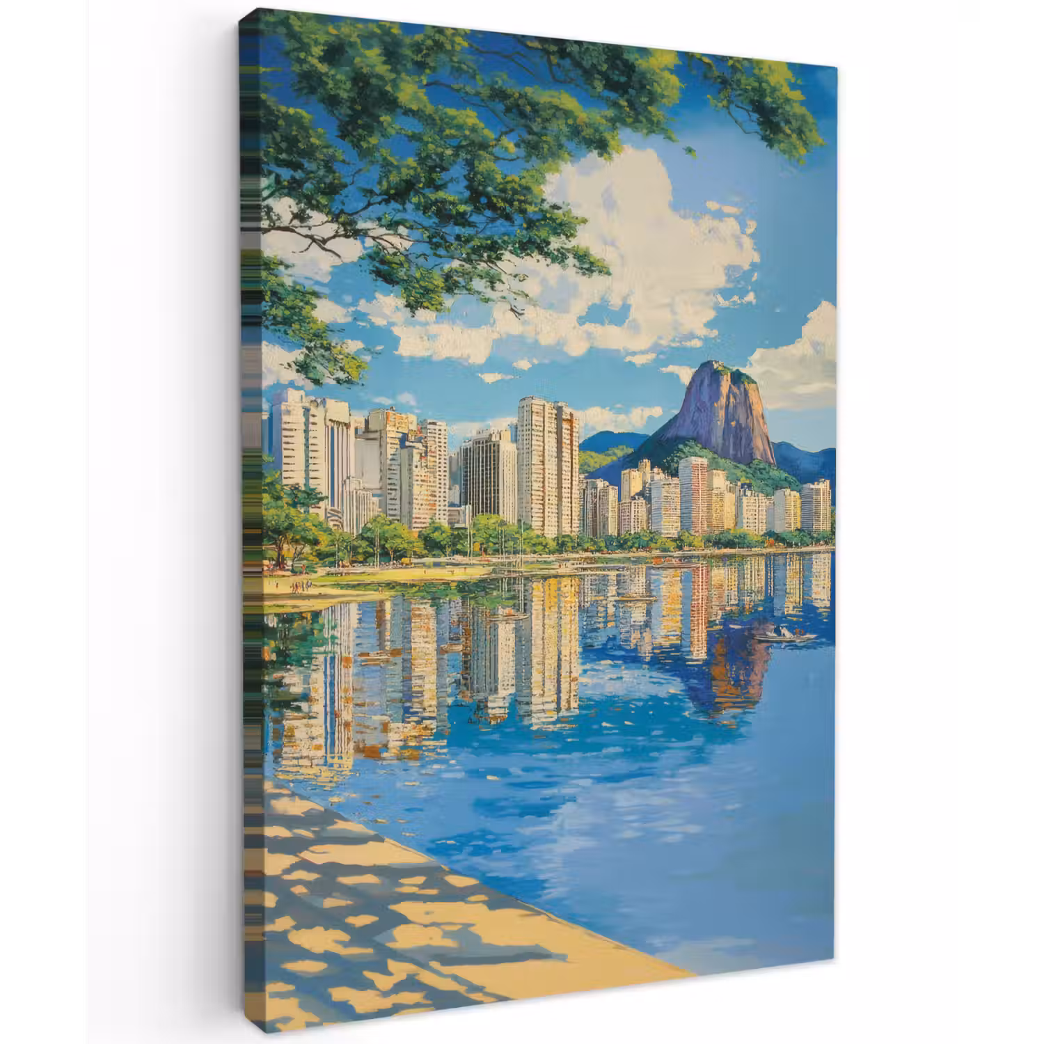 Berg - Skyline - Strand - Water Tuinposter op houten frame 2 cm dik klein -3d