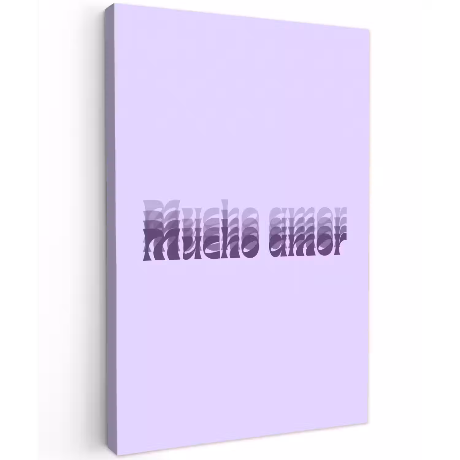 Mucho amor - Paars - Gelaagde letters Tuinposter op houten frame 2 cm dik klein -3d