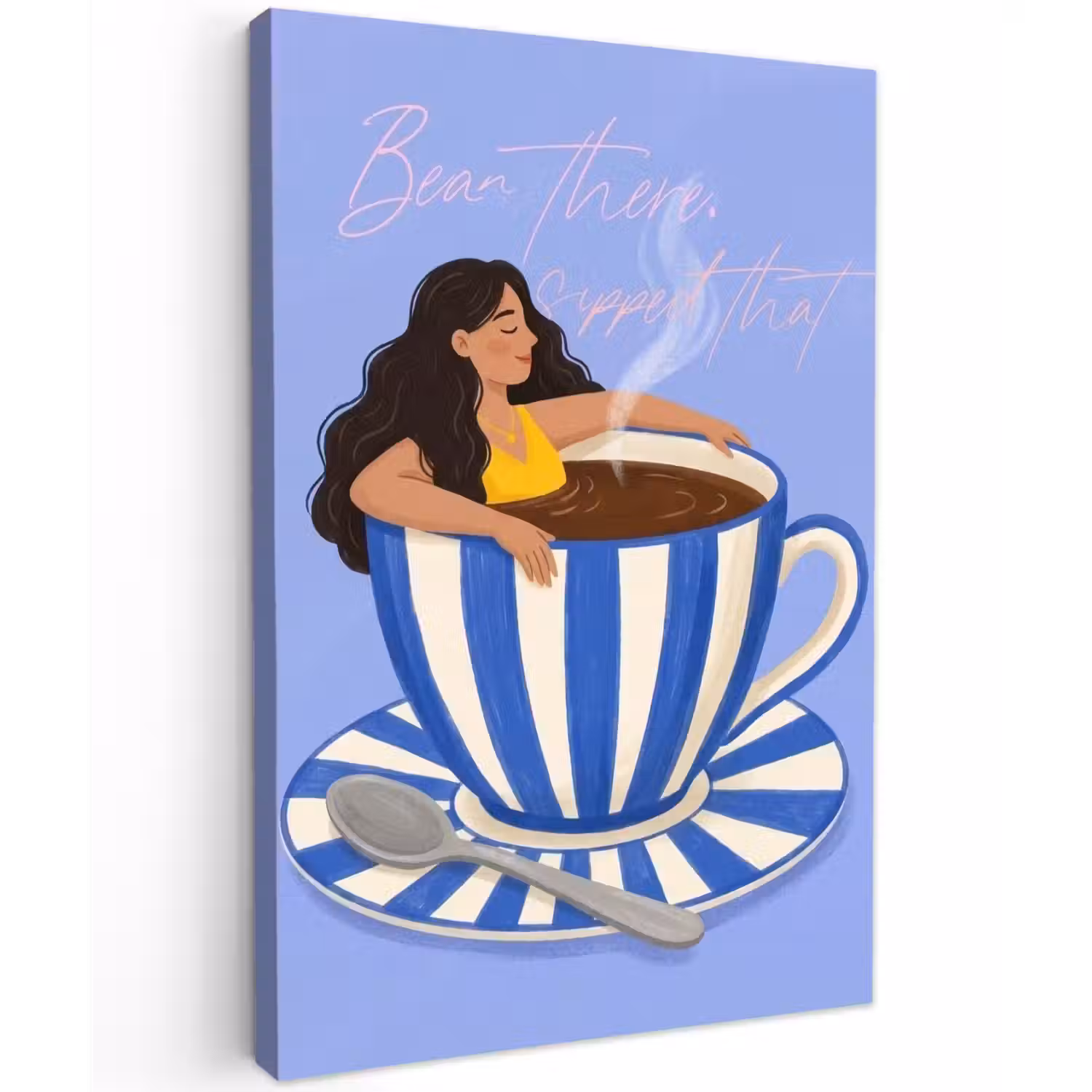 Mok - Koffie - Vrouw - Paars Tuinposter op houten frame 2 cm dik klein -3d