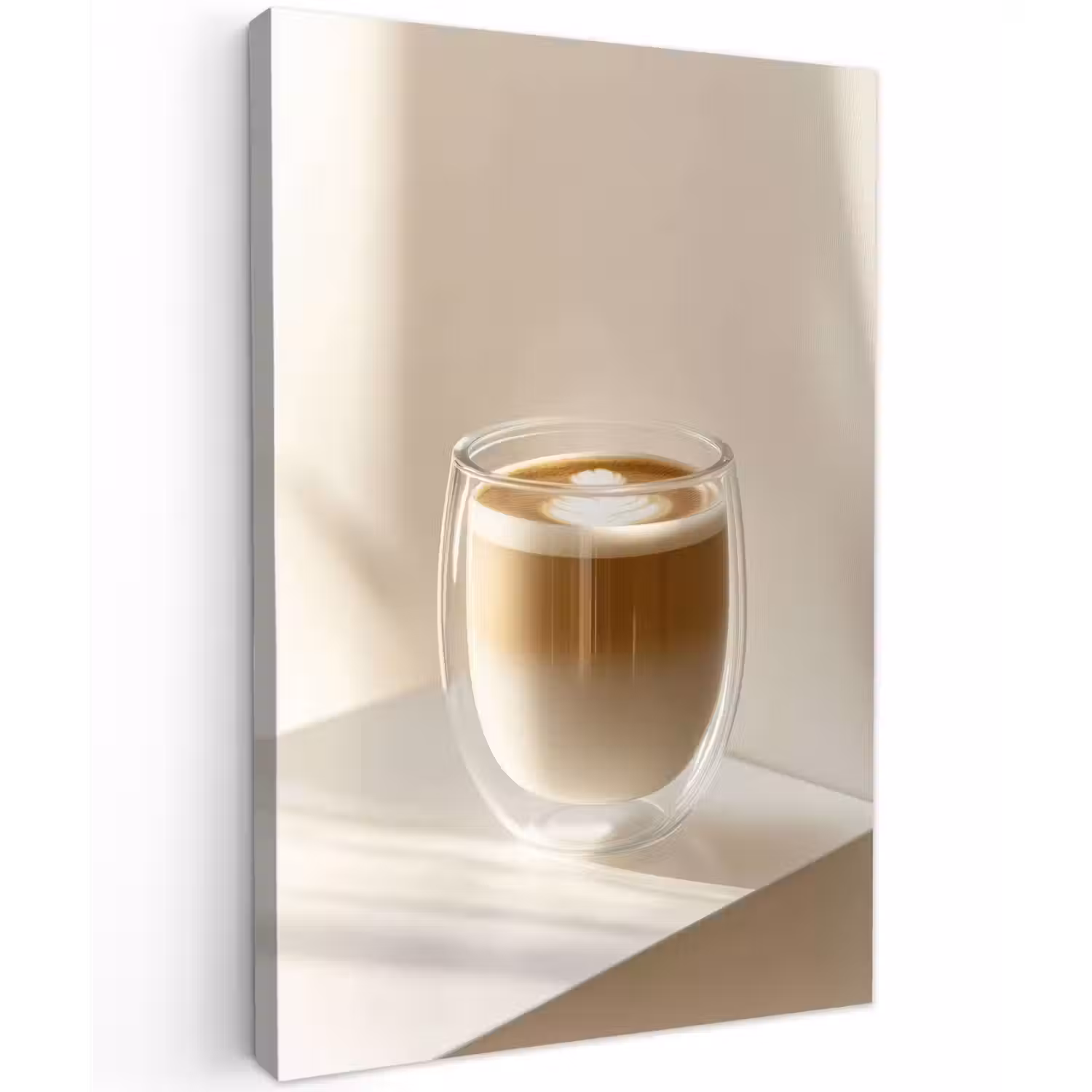 Mok - Latte - Minimalistisch - Schaduw Tuinposter op houten frame 2 cm dik klein -3d