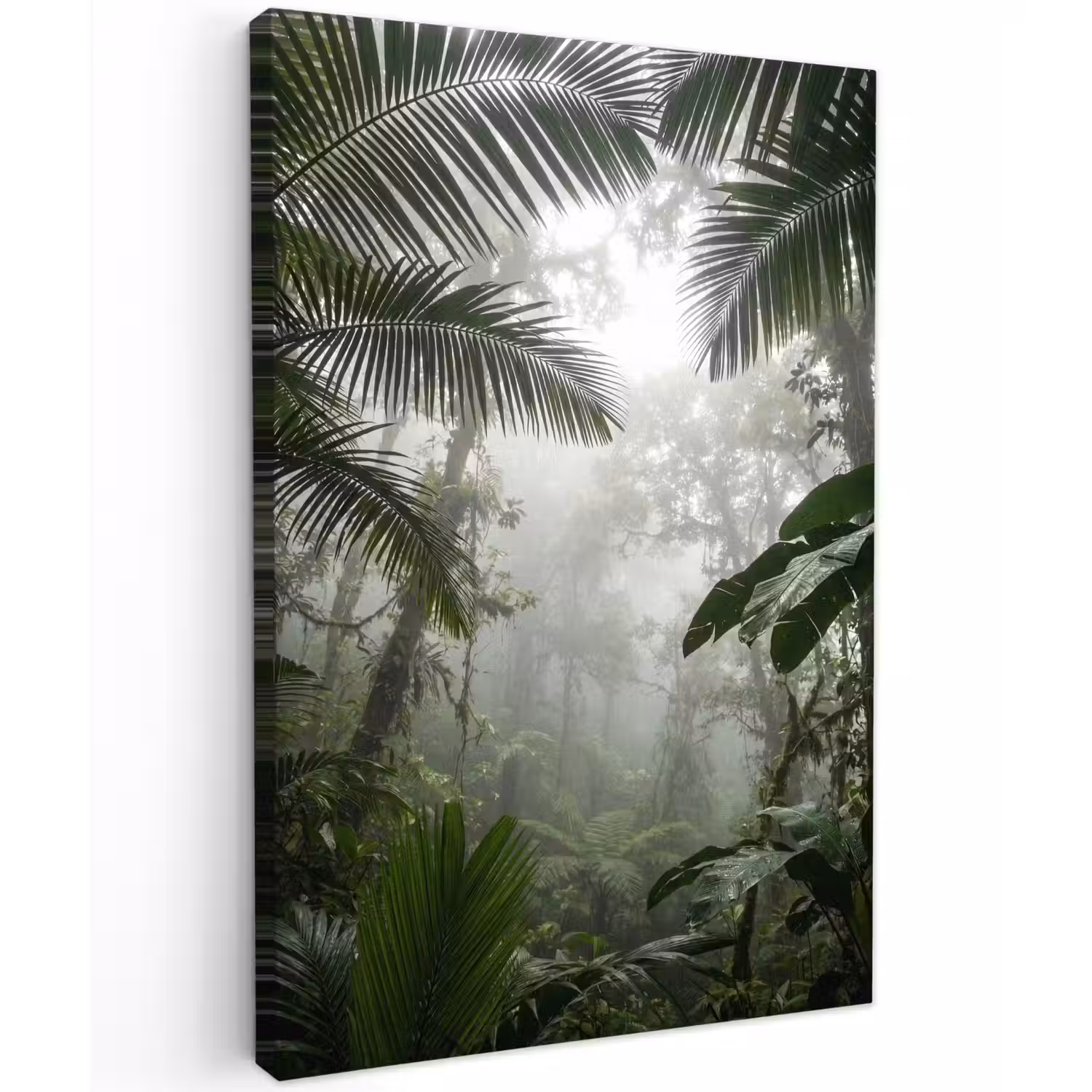 Natuur - Jungle - Mist - Groen - Bladeren Tuinposter op houten frame 2 cm dik klein -3d