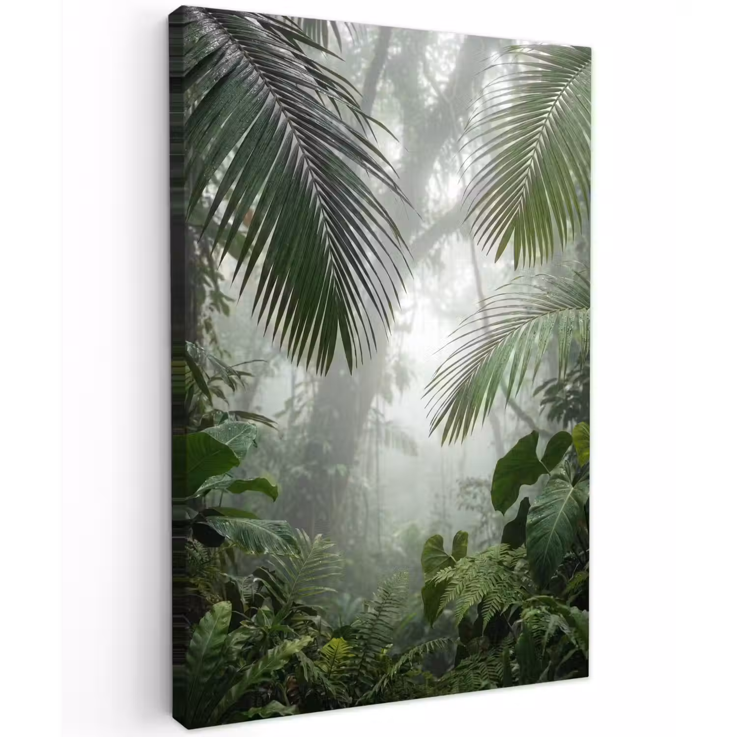 Natuur - Jungle - Mist - Tropisch - Groen Tuinposter op houten frame 2 cm dik klein -3d