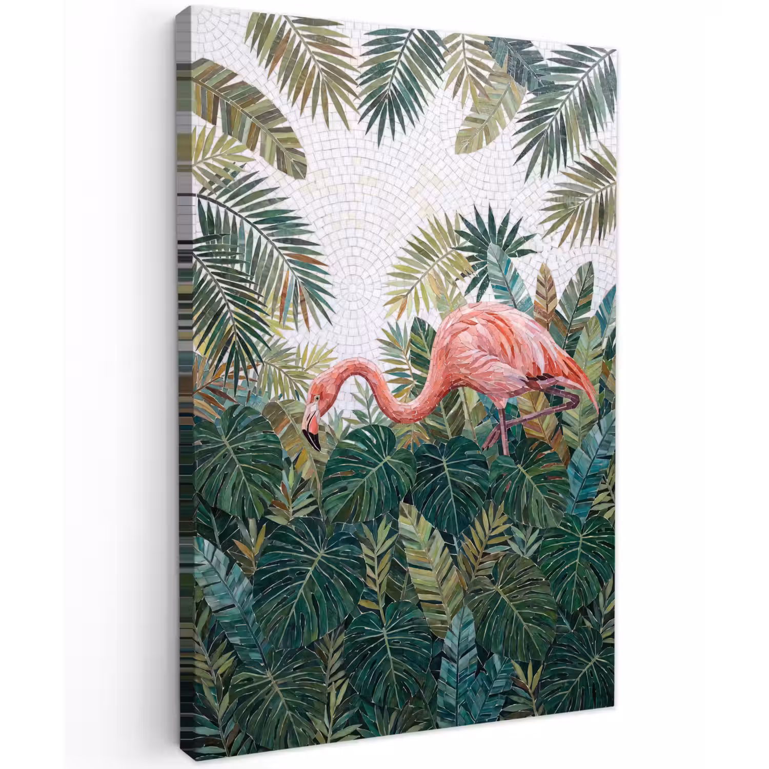 Natuur - Bladeren - Abstract - Groen - Vogel Tuinposter op houten frame 2 cm dik klein -3d