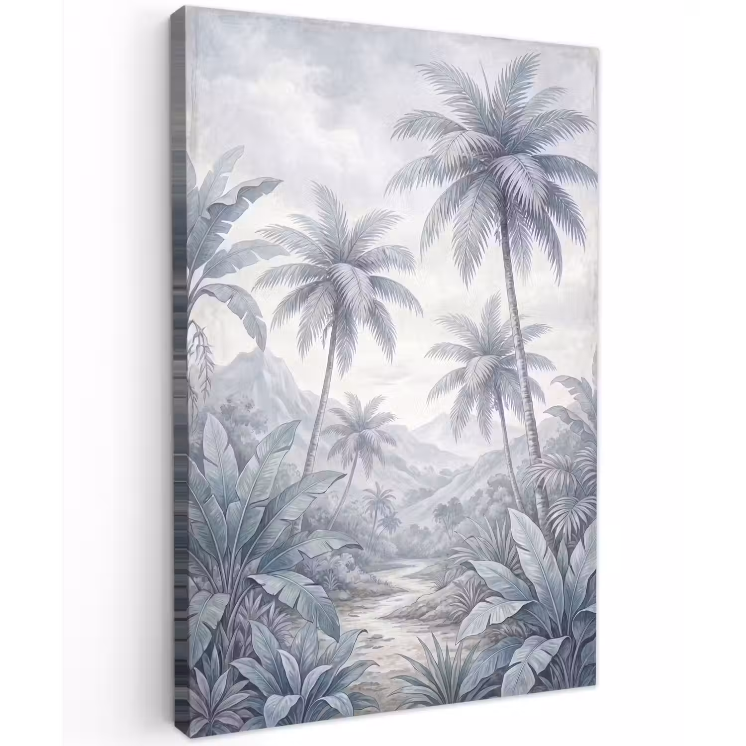 Natuur - Boom - Tropisch - Landschap - Blauw Tuinposter op houten frame 2 cm dik klein -3d