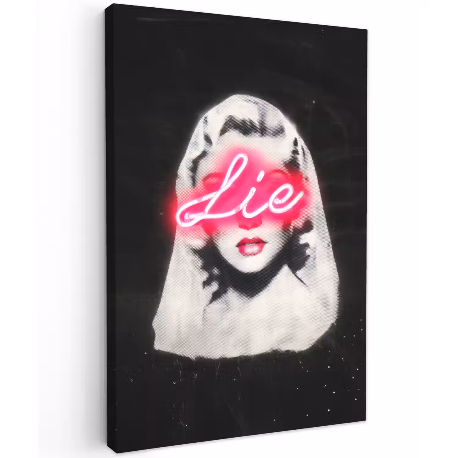 Neon - Letters - Vintage - Vrouw Tuinposter op houten frame 2 cm dik klein -3d