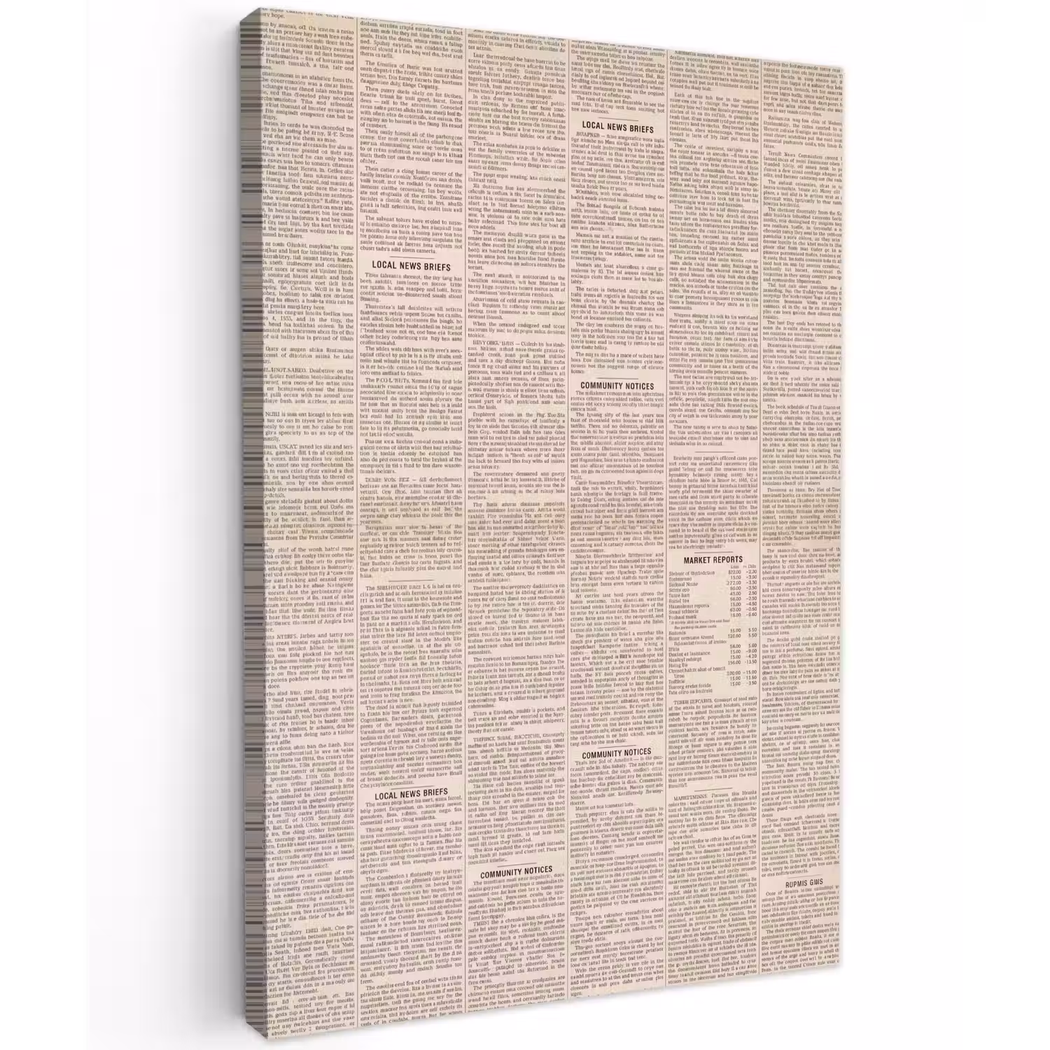 Krant - Nieuws - Historisch - Vintage - Beige Tuinposter op houten frame 2 cm dik klein -3d