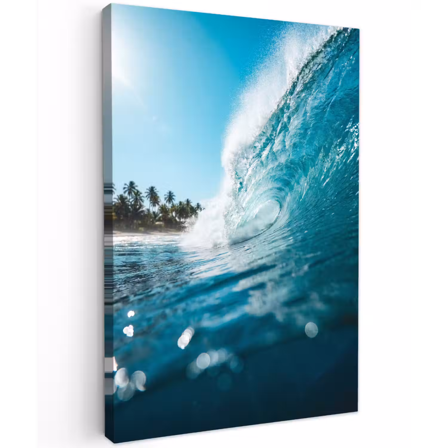 Oceaan - Golf - Strand - Natuur - Blauw Tuinposter op houten frame 2 cm dik klein -3d
