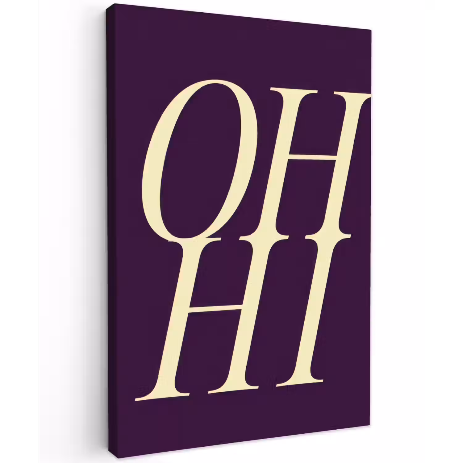 Oh hi - Paars - Minimalistisch Tuinposter op houten frame 2 cm dik klein -3d
