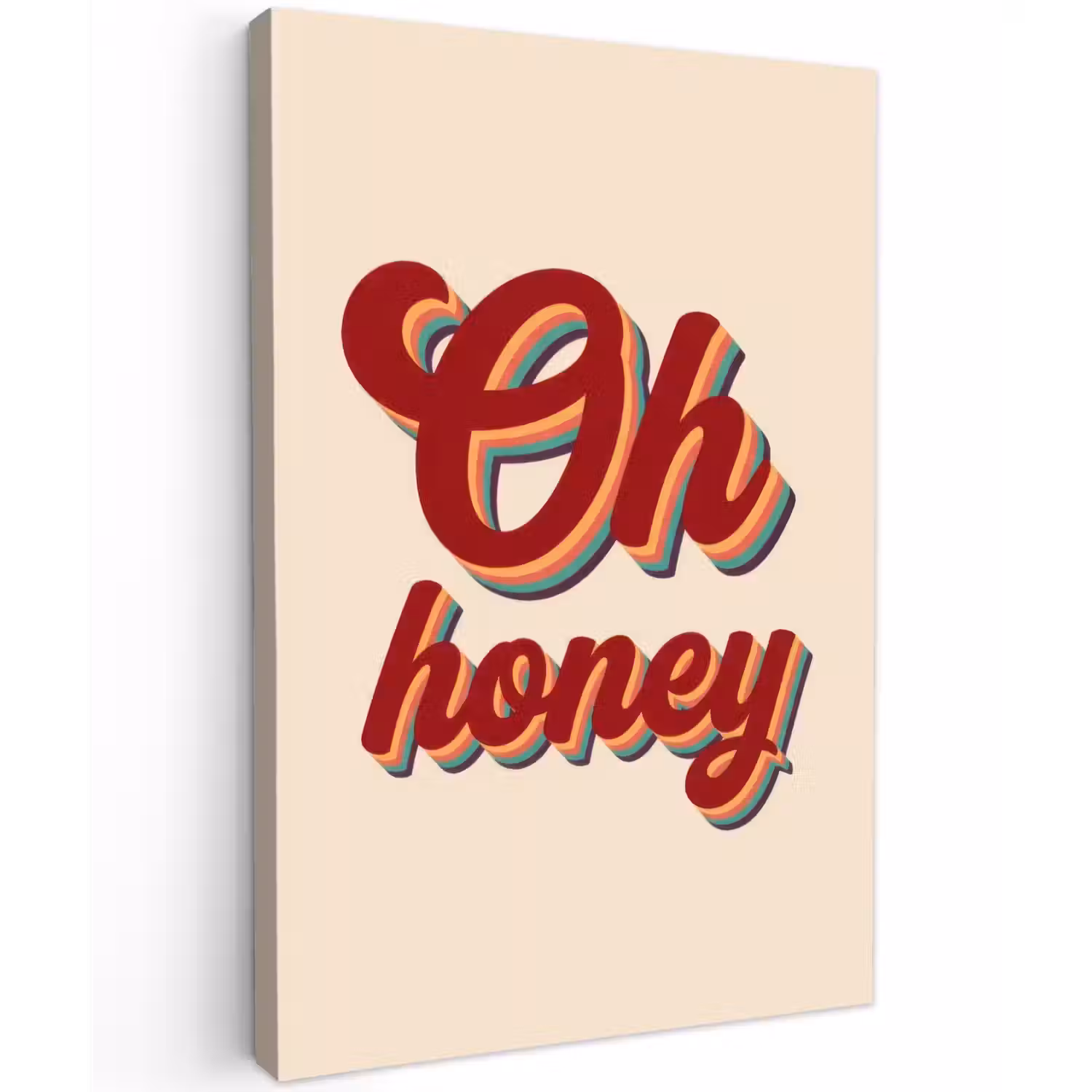 Oh honey - Rood - Schaduw Tuinposter op houten frame 2 cm dik klein -3d