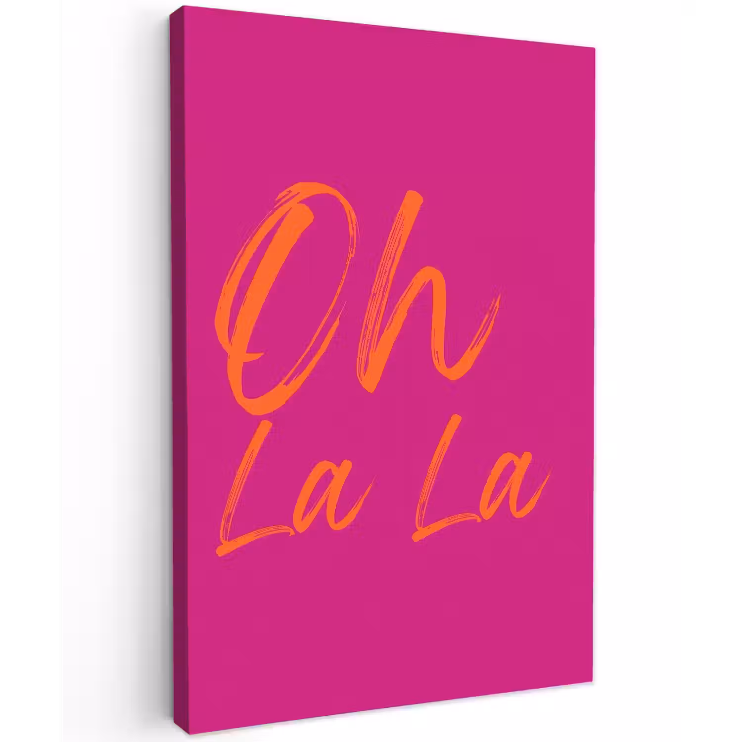 Oh la la - Oranje - Roze Tuinposter op houten frame 2 cm dik klein -3d