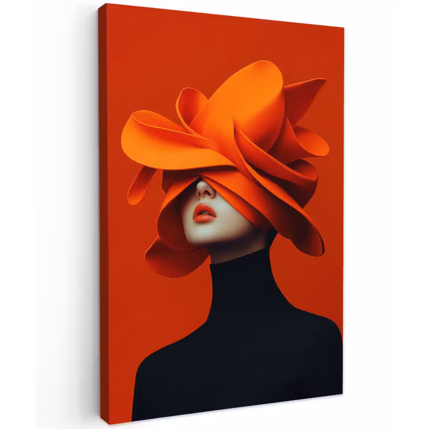 Oranje - Hoed - Vrouw Tuinposter op houten frame 2 cm dik klein -3d