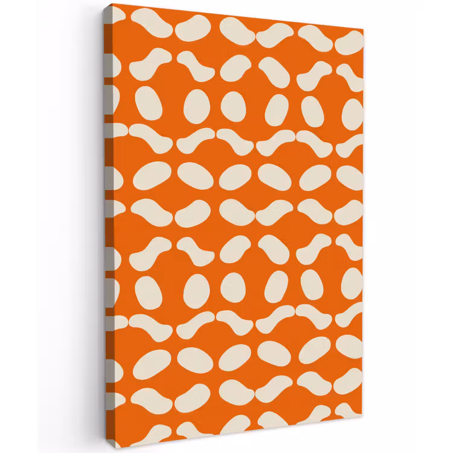 Oranje - Organische vormen - Wit Tuinposter op houten frame 2 cm dik klein 841 -3d