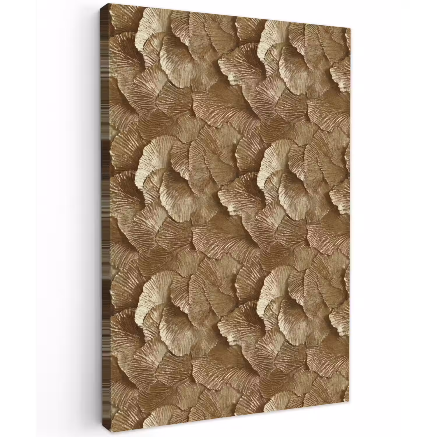 Organisch - Patroon - Bladeren - Goud Tuinposter op houten frame 2 cm dik klein 841 -3d
