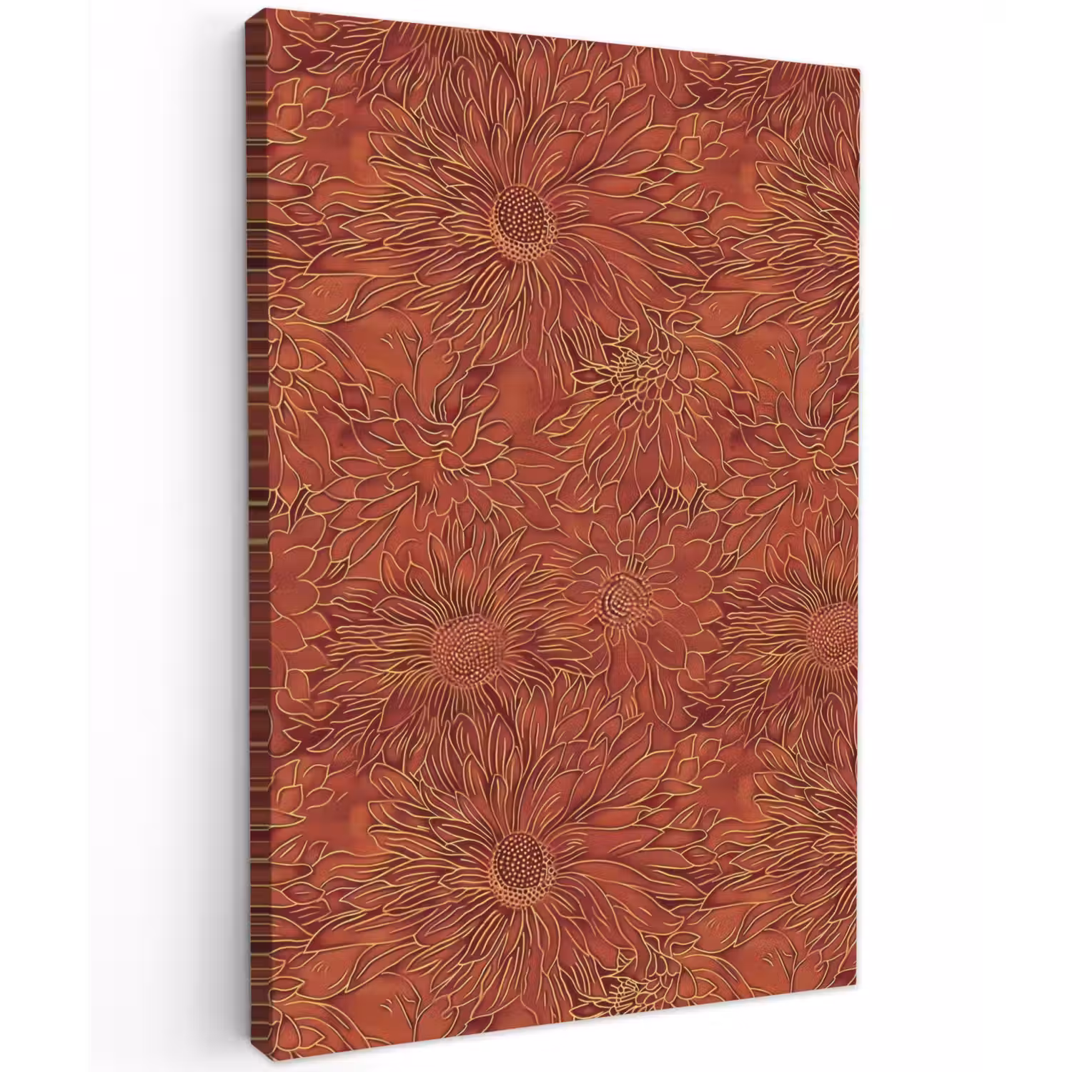 Oosters - Bloemen - Terracotta Tuinposter op houten frame 2 cm dik klein 841 -3d