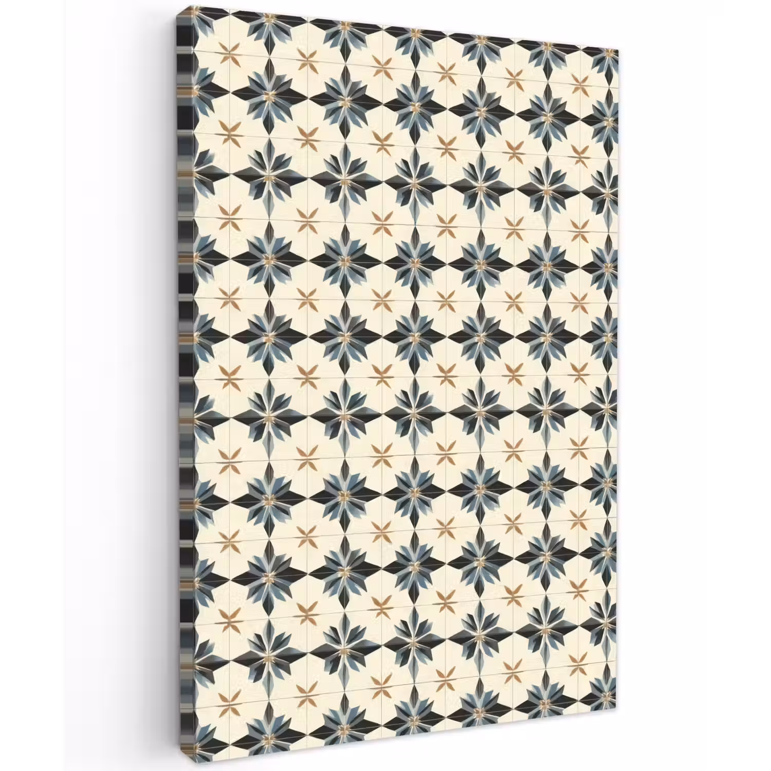 Sierlijk - Ornament - Blauw Tuinposter op houten frame 2 cm dik klein 841 -3d