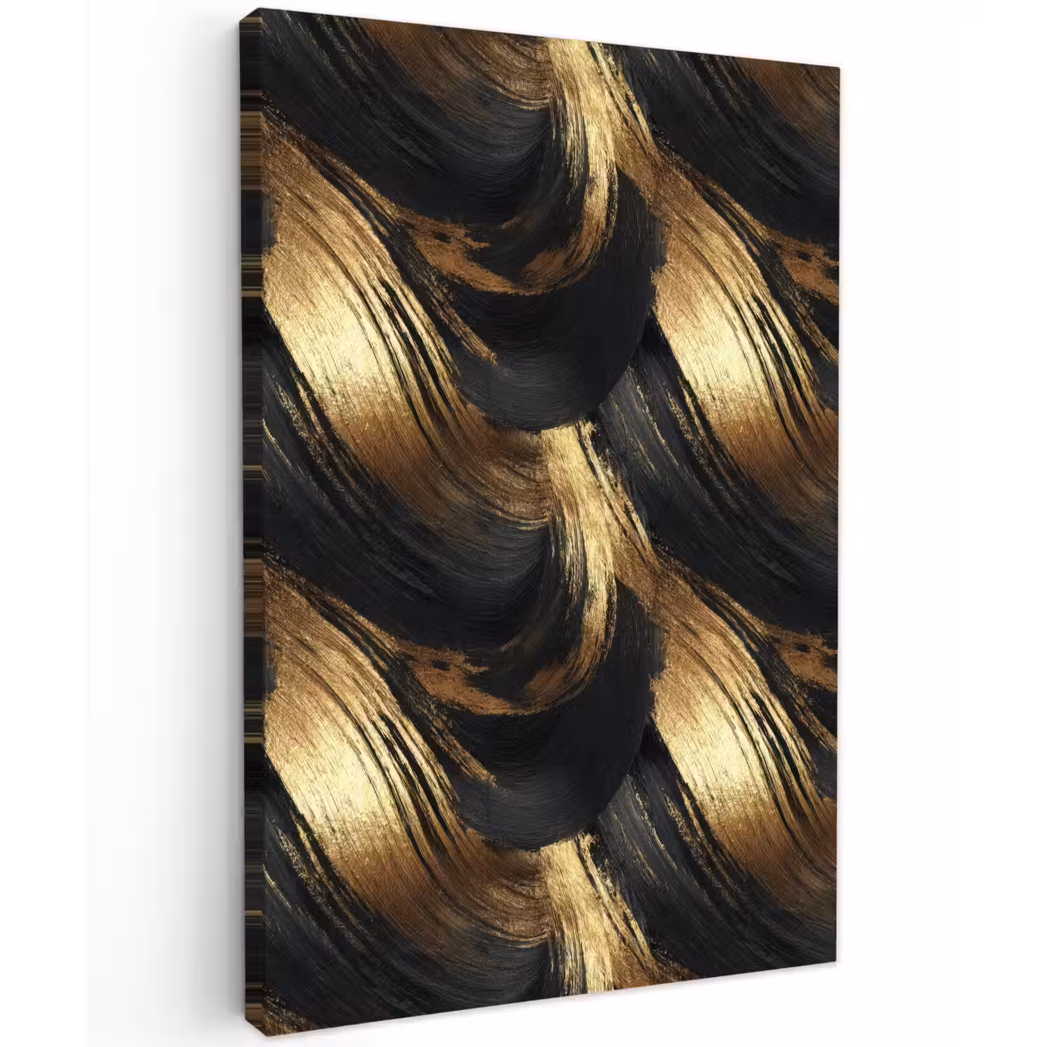 Verfstreken - Abstract - Goud - Zwart Tuinposter op houten frame 2 cm dik klein 841 -3d