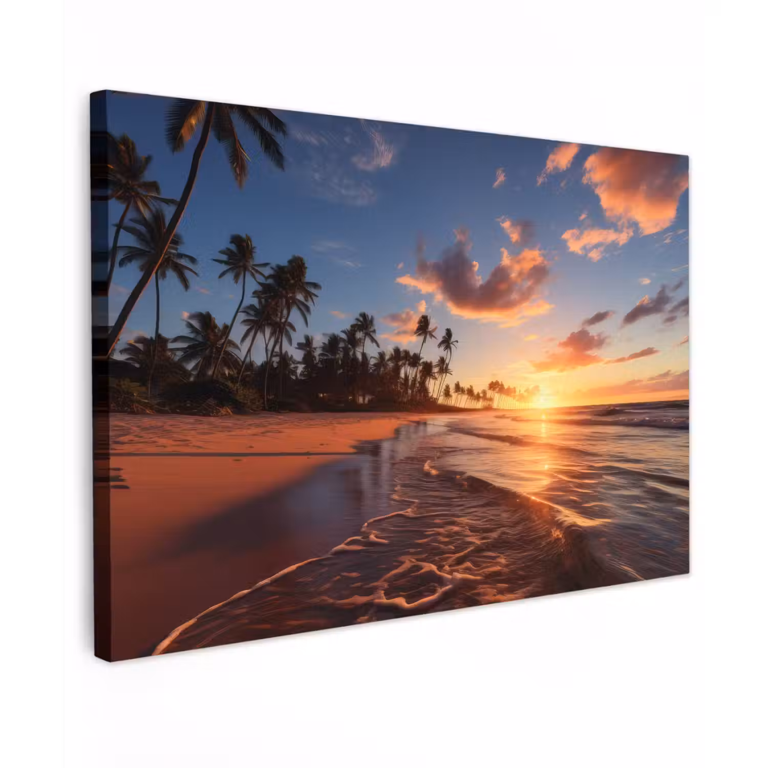 Palmbomen bij Zonsondergang Tuinposter op houten frame 2 cm dik middel -3d