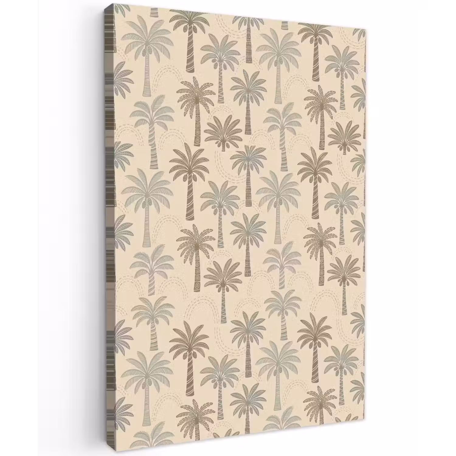 Palmbomen - Patroon - Tropisch - Beige Tuinposter op houten frame 2 cm dik klein -3d